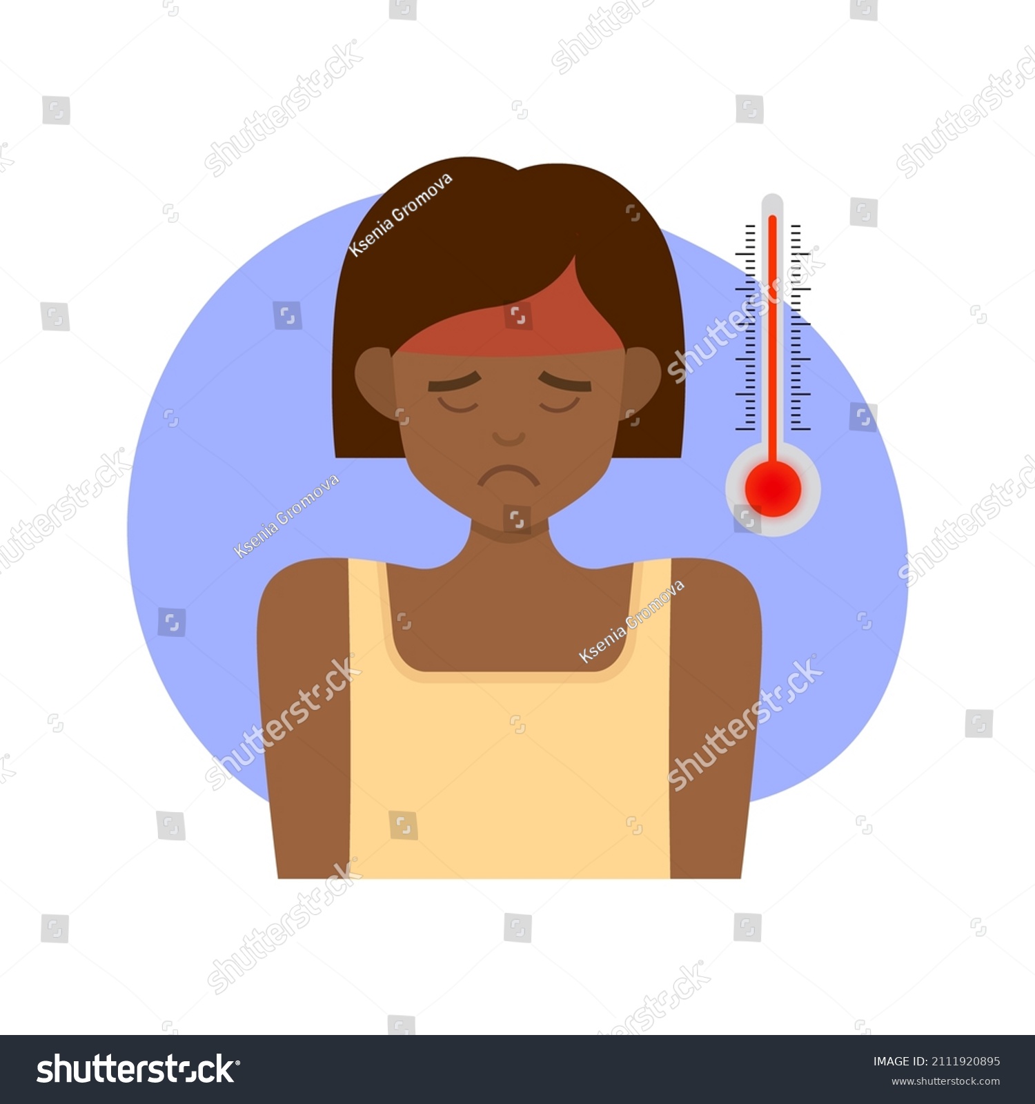 Young Black Woman High Temperature Fever Stock Vector (Royalty Free ...