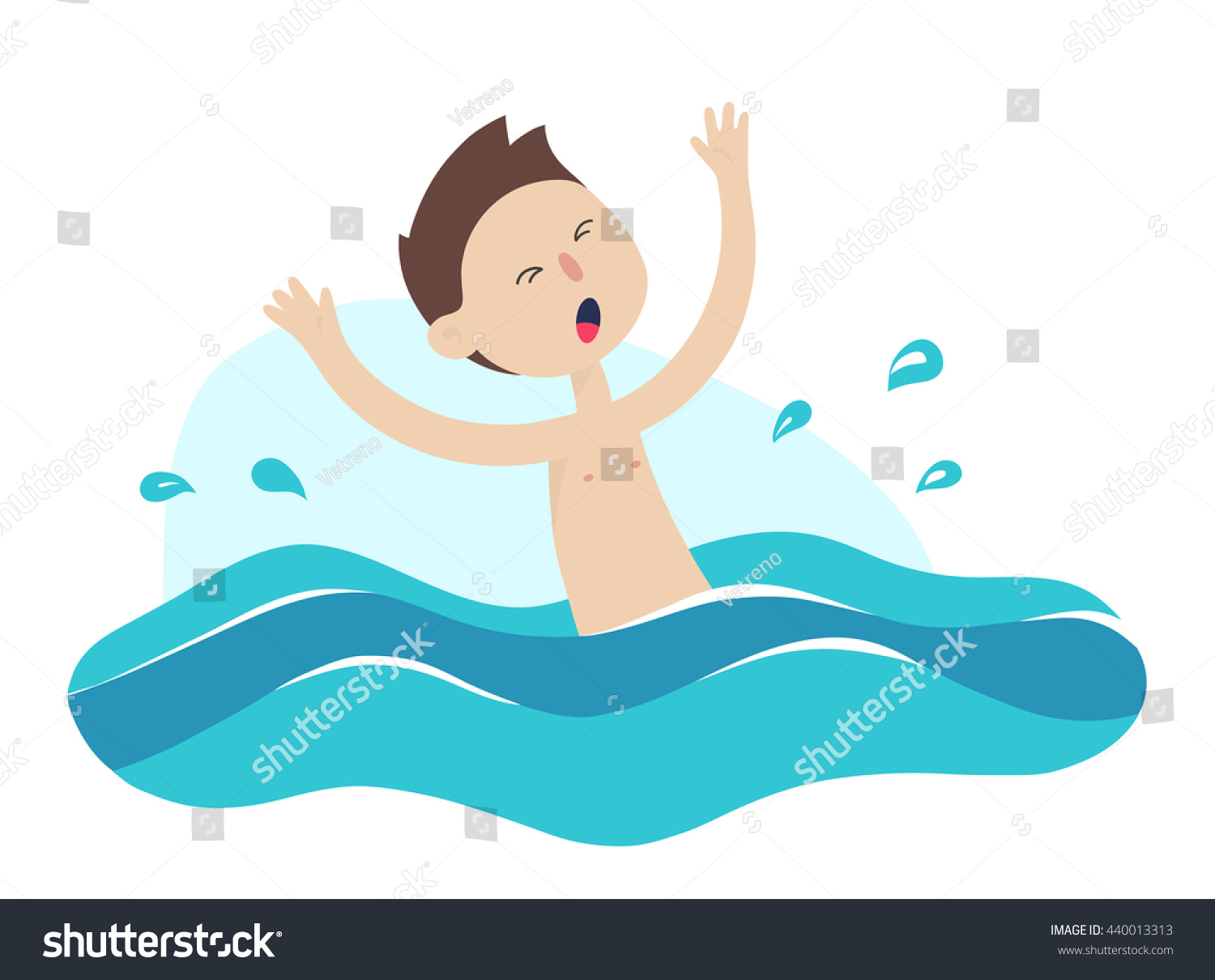 Young Boy Drowning Water Emergency Situation Stock Vector 440013313 ...