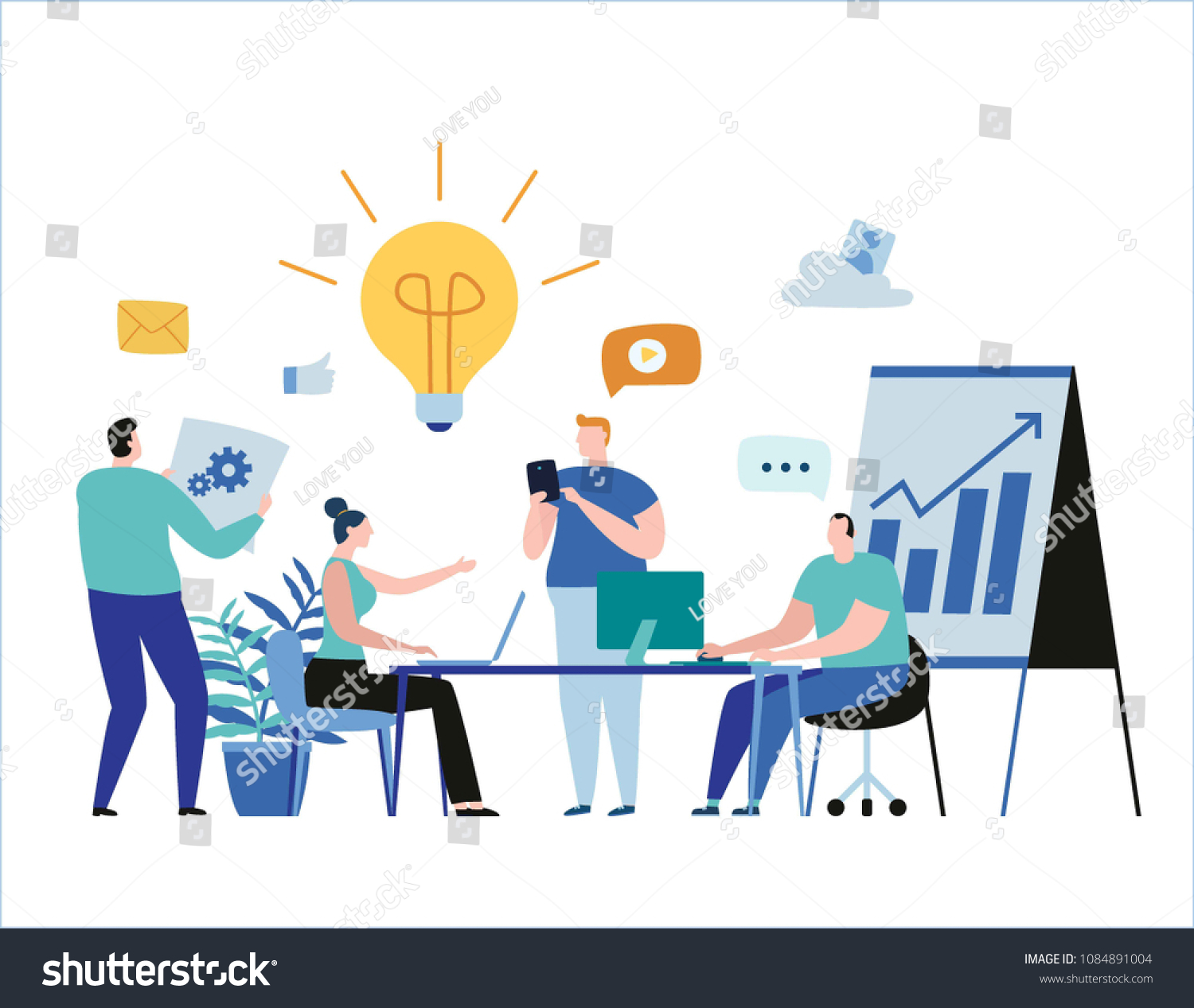 Young Business People Team Vector Illustration Stock Vector (Royalty ...