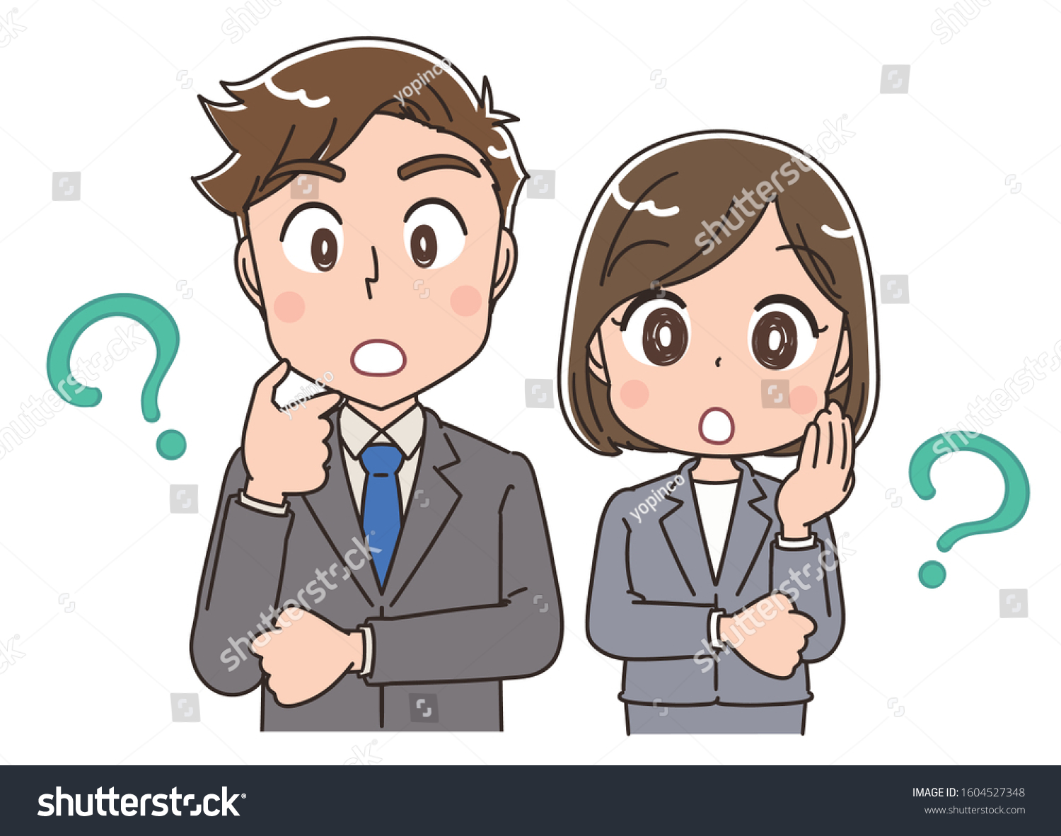 Young Businessman Businesswomanthey Have Doubts Stock Vector Royalty