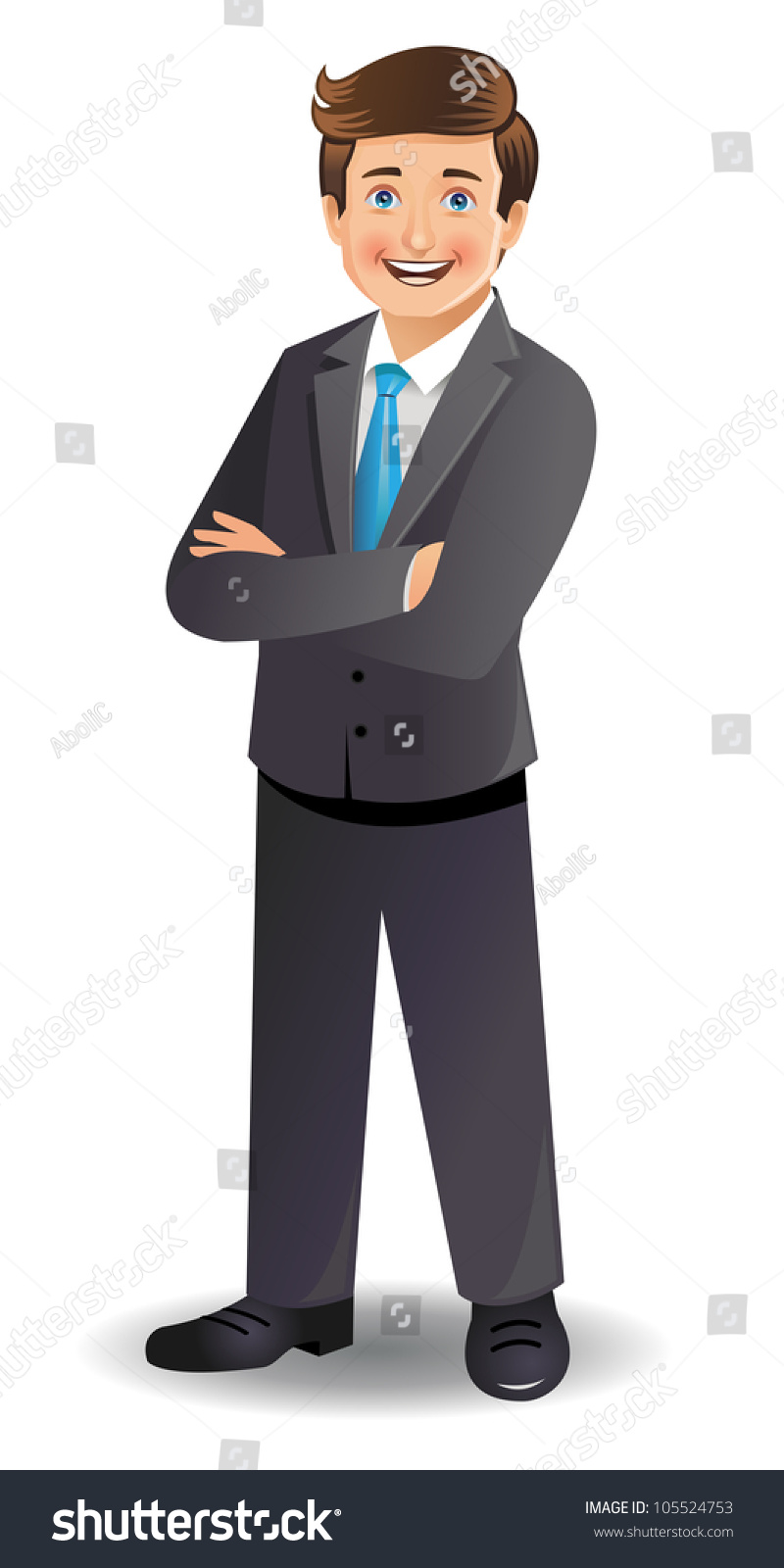 Young Businessman Standing Folded Hands Stock Vector 105524753 ...