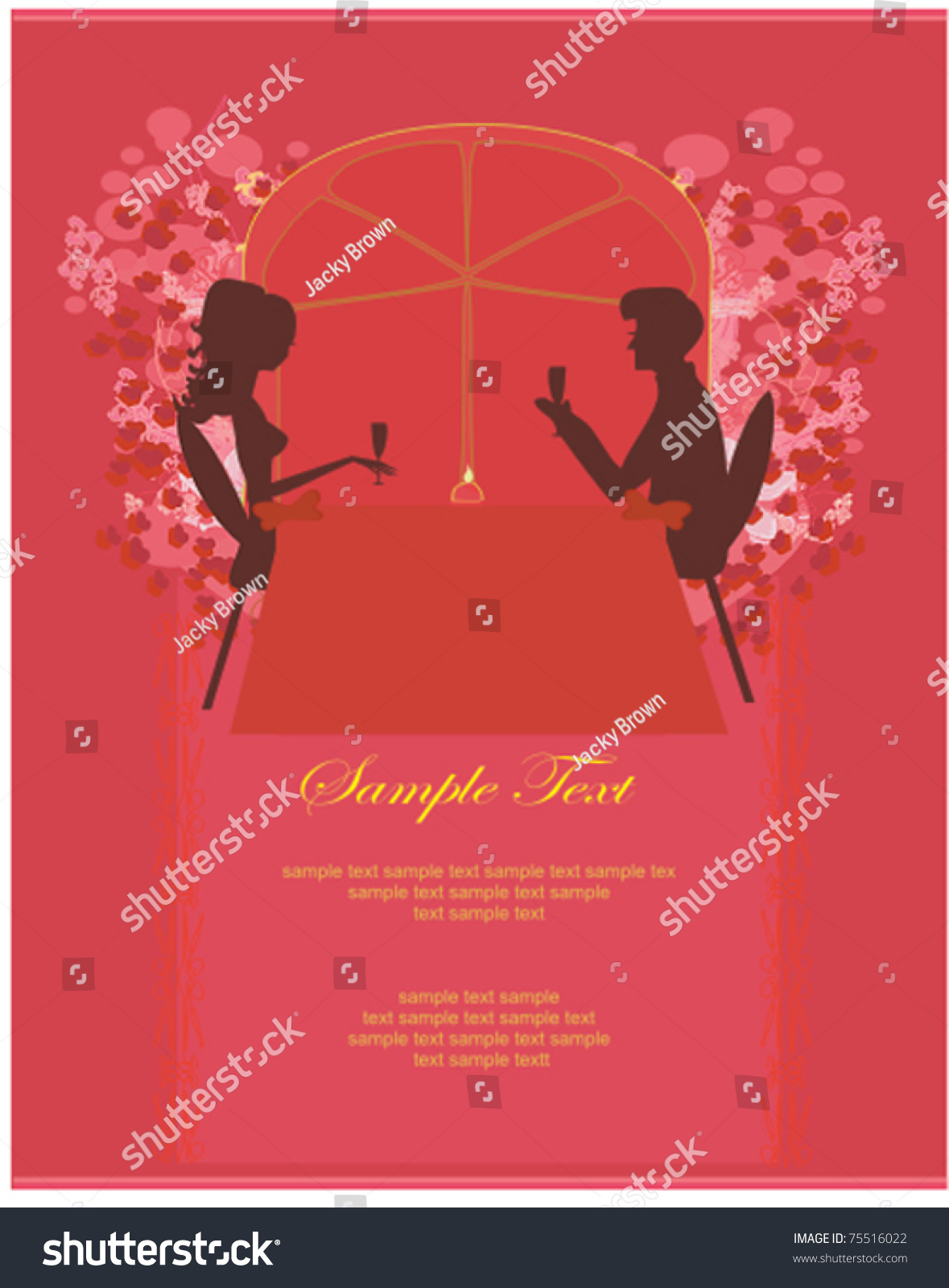 Young Couple Flirt Drink Champagne Stock Vector Royalty Free