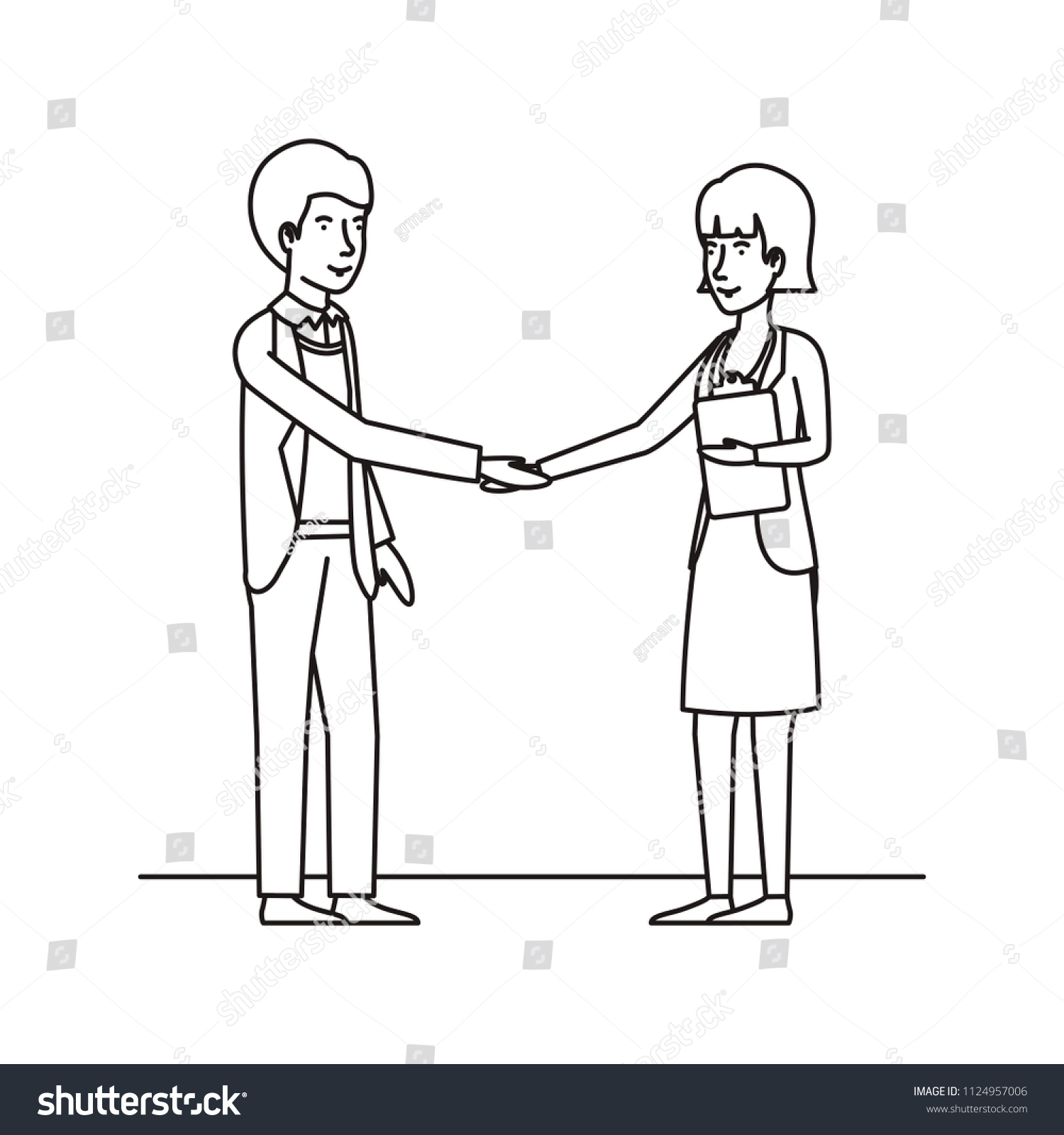 Young Couple Handshake Avatars Characters Stock Vector (Royalty Free ...