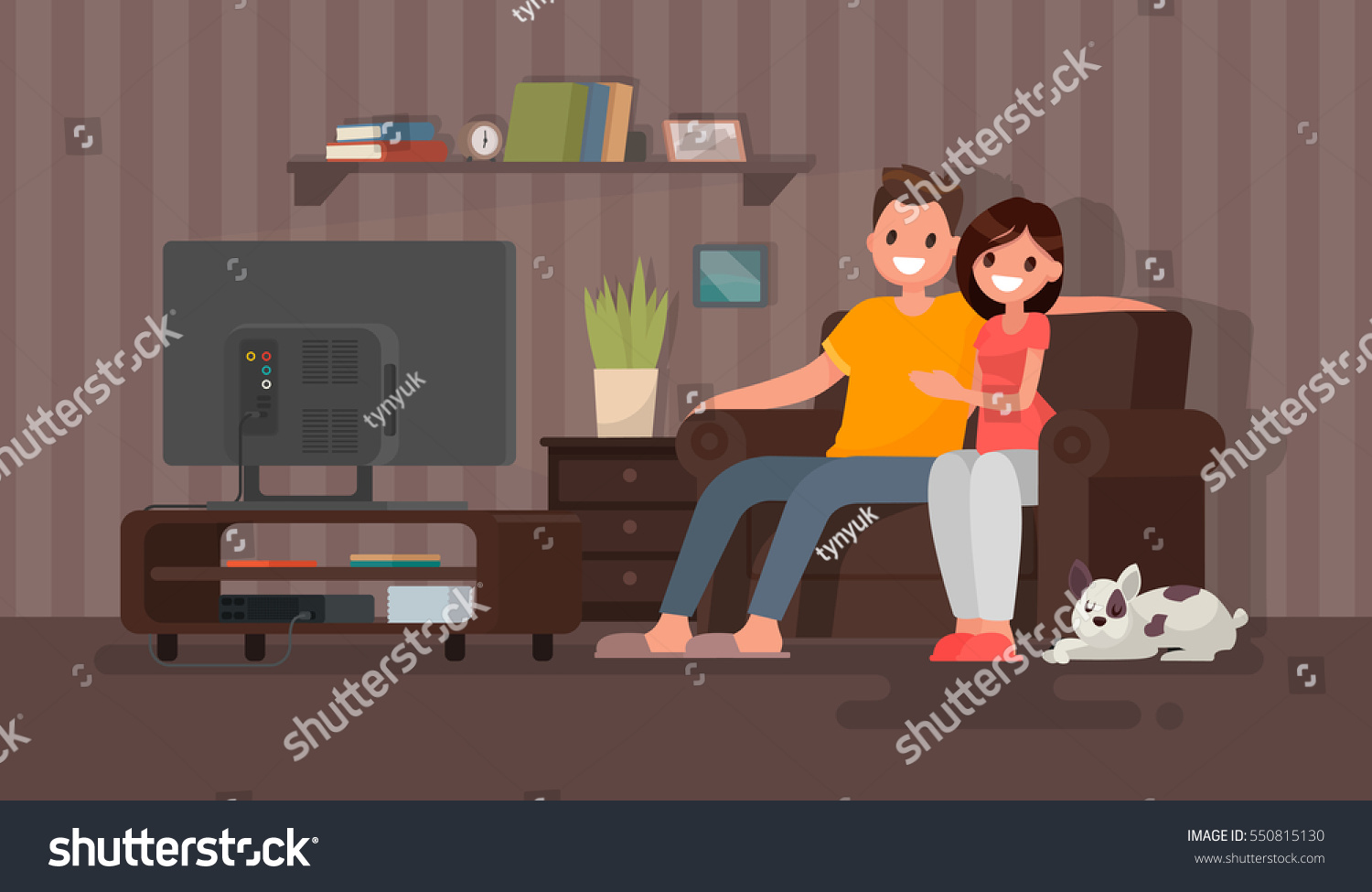 Young Couple Watching Movie Man Woman Stock Vector (Royalty Free) 550815130