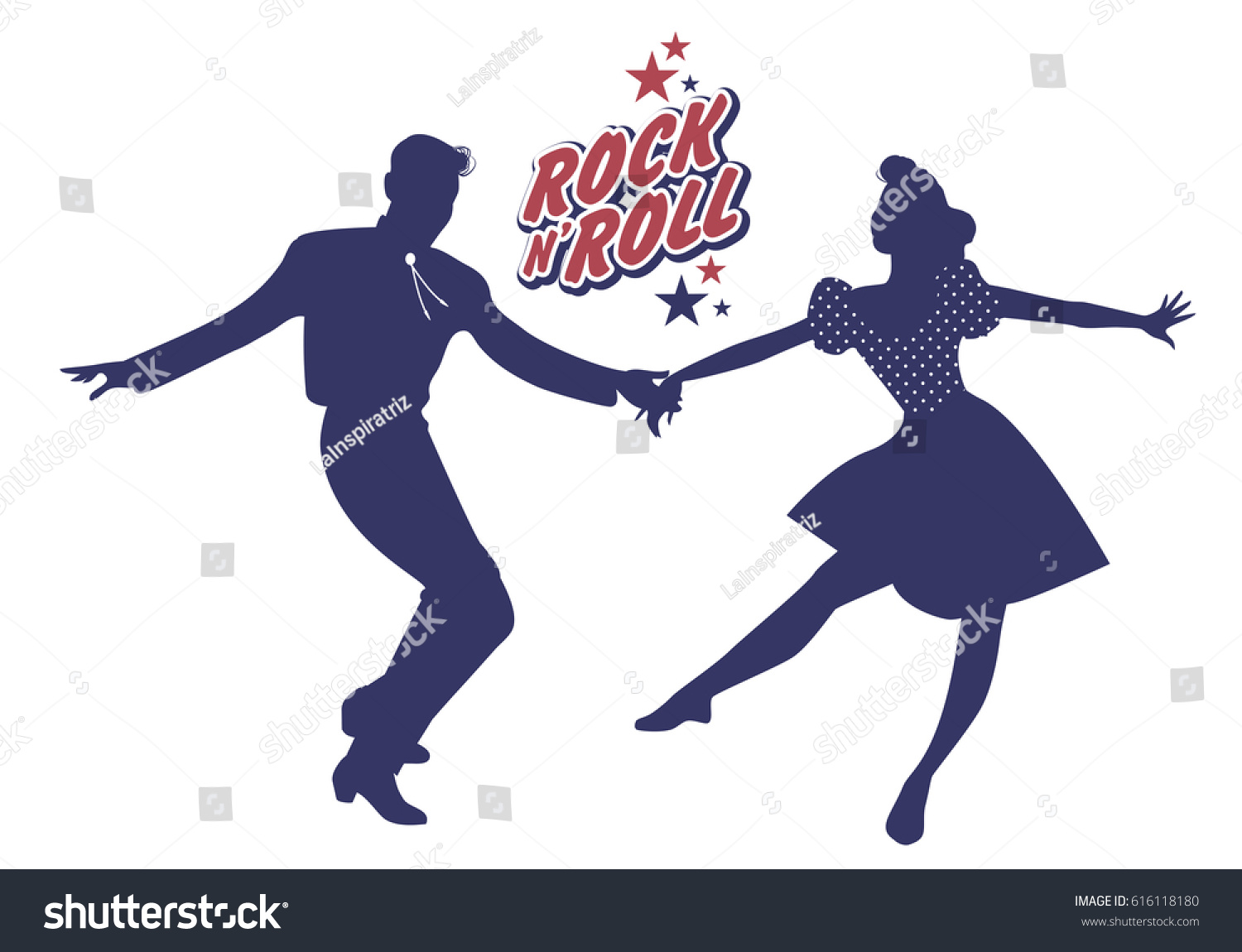 SVG of Young couple wearing 50's clothes dancing rock and roll. Vector Illustration svg
