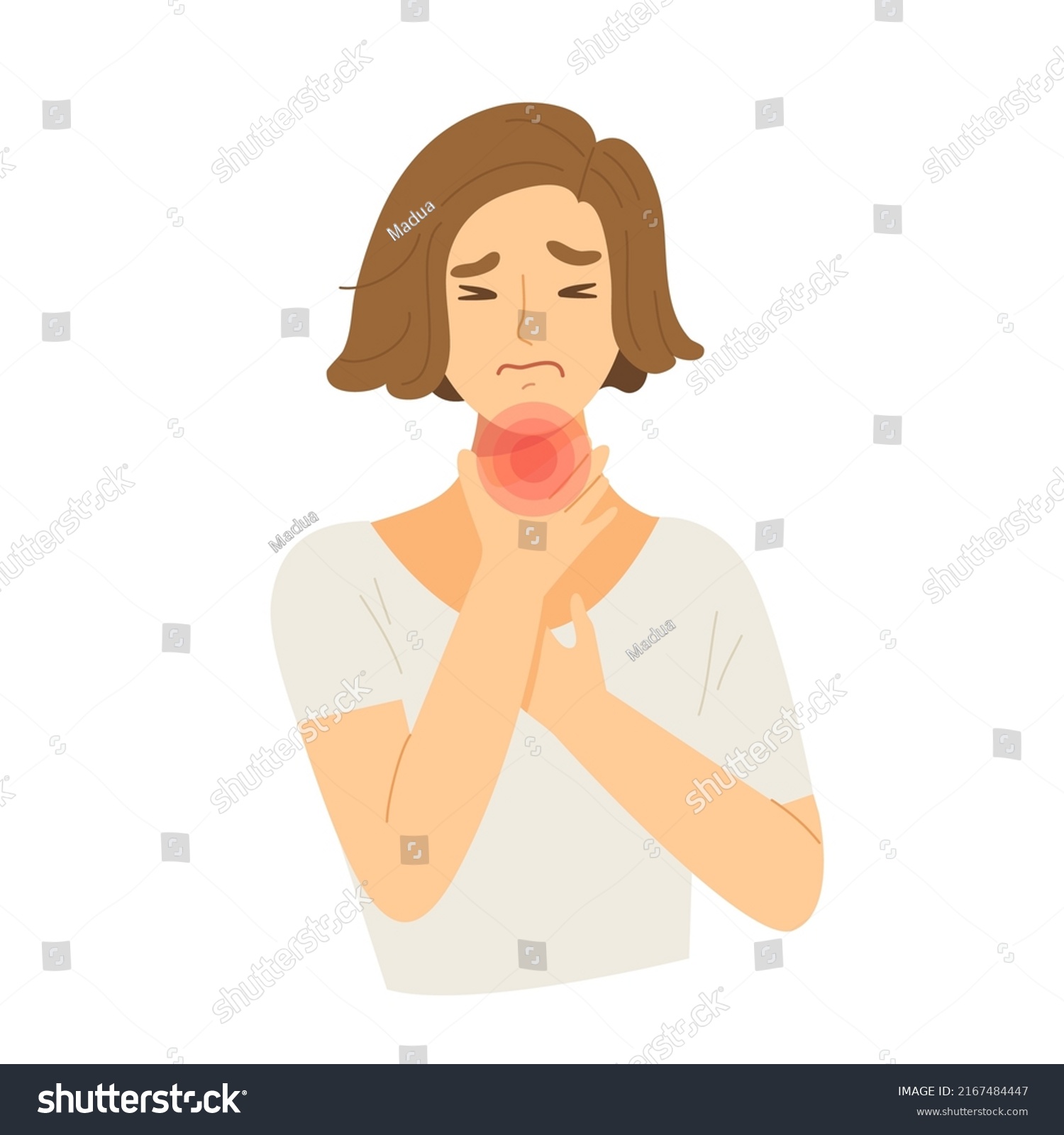 Young Female Having Sore Throat Symptom Stock Vector (Royalty Free ...