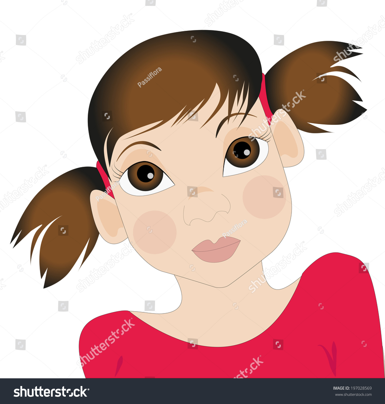 Young Girl Face Stock Vector (Royalty Free) 197028569