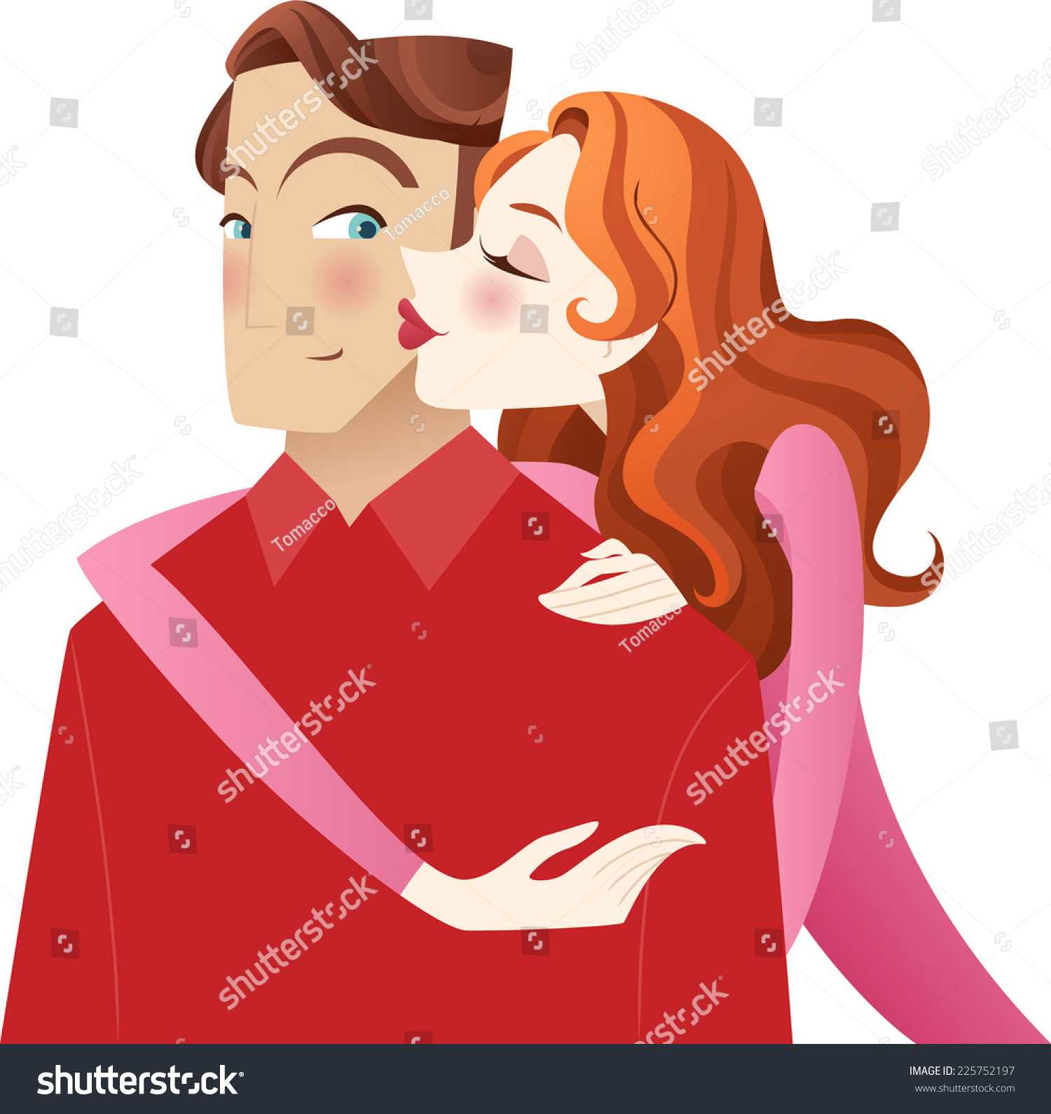 Young Girl Kissing Her Boyfriend Vector De Stock Libre De Regalías 225752197 Shutterstock 7884