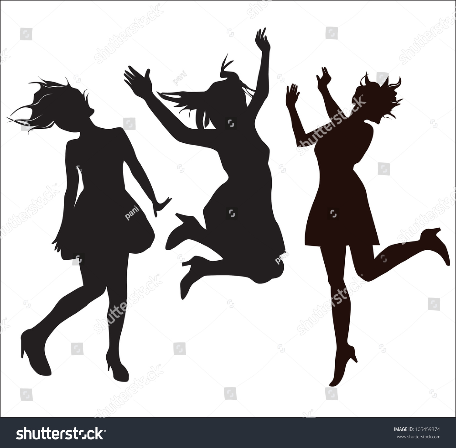 Young Girl Silhouette Figure Jump Stock Vector 105459374 - Shutterstock