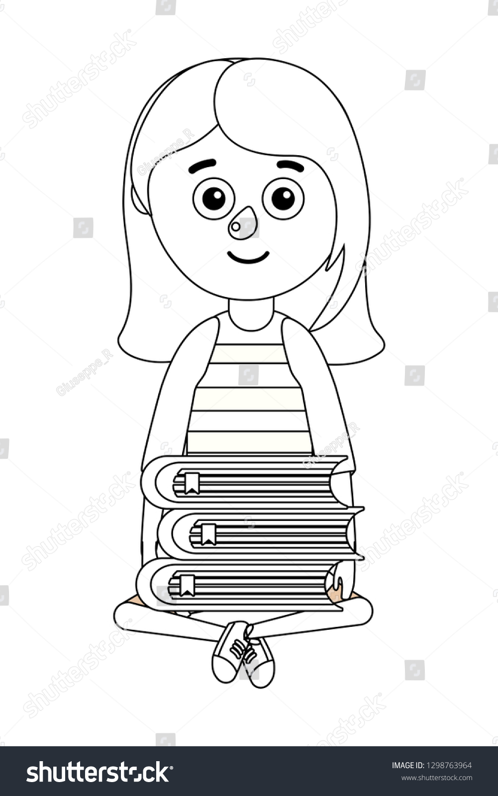 Young Girl Student Holding Book Stock Vector (Royalty Free) 1298763964