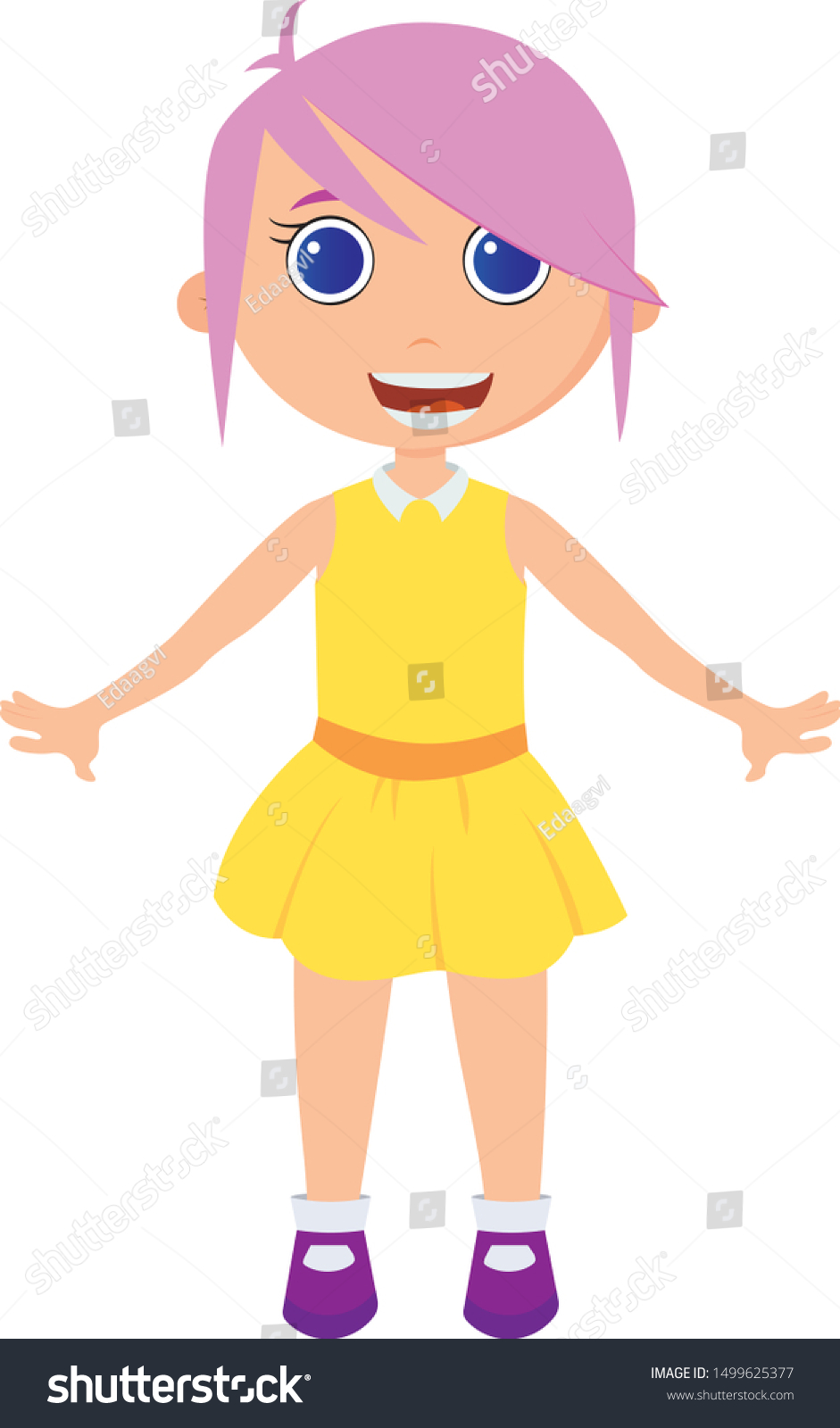 Young Girl Cute Pink Hair Blue The Arts People Stock Image