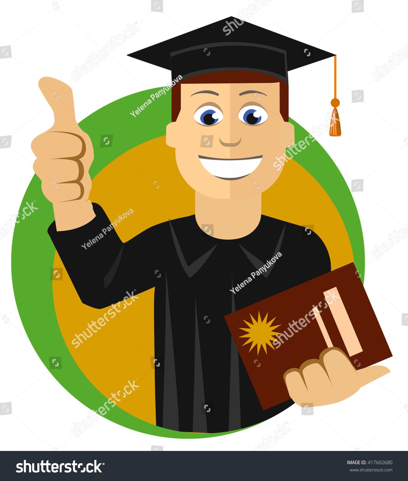 Young Graduate Student Cartoon Character Graduation Stock Vector