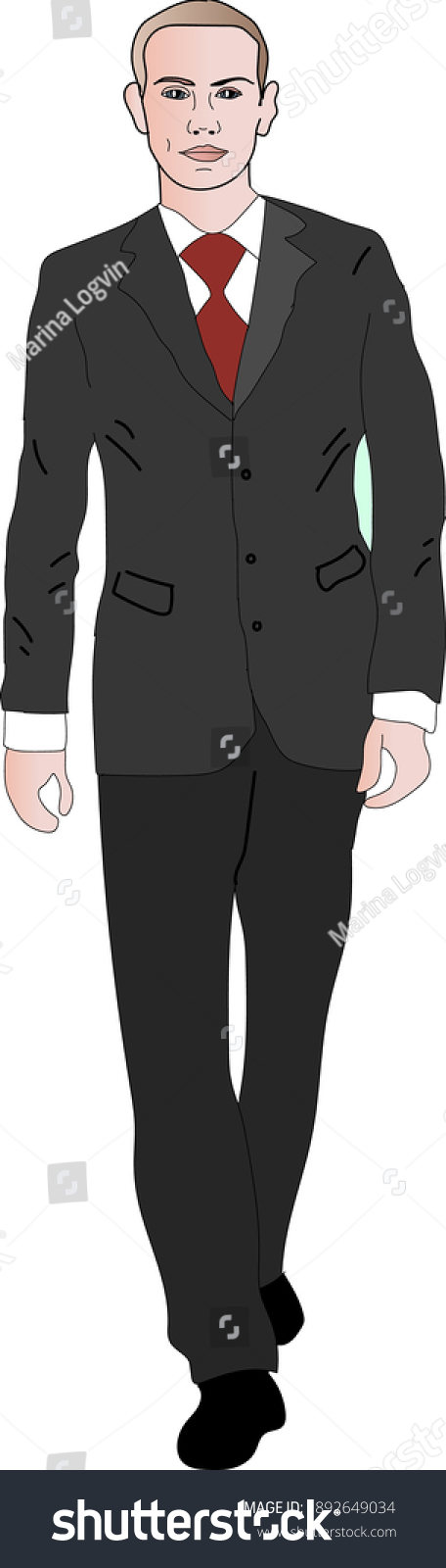 Young Guy Businessman Business Suit Walking Stock Vector (Royalty Free ...