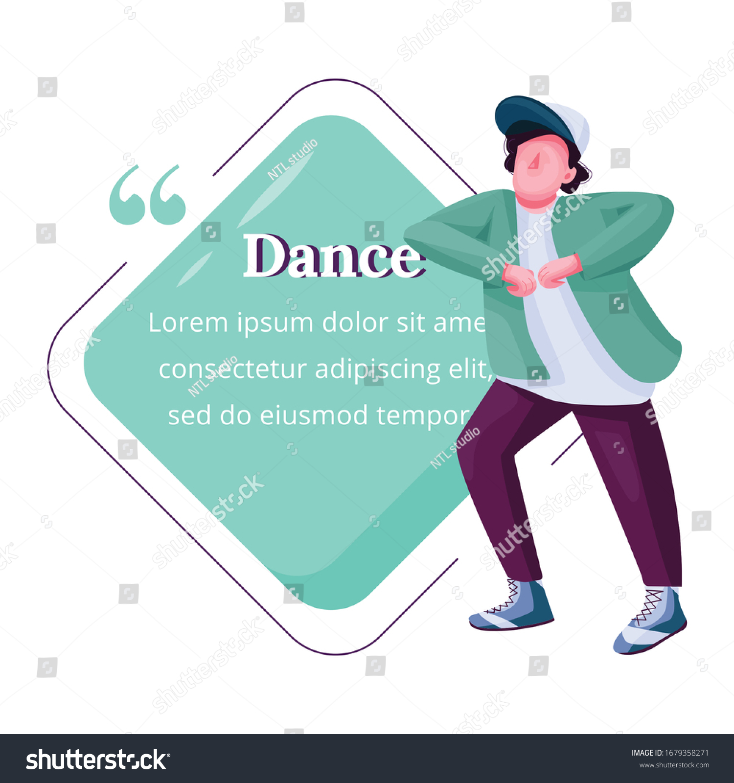 Young Male Dancer Flat Color Vector Stock Vector Royalty Free