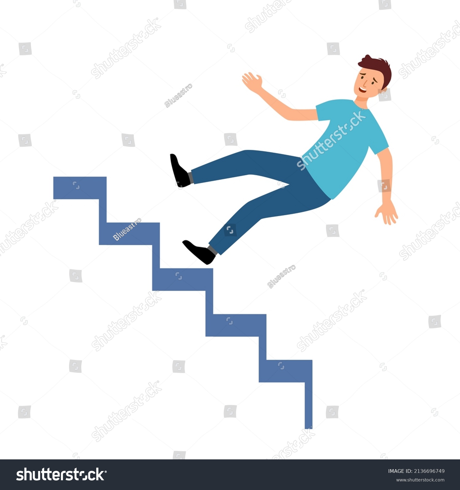 Young Man Accident Falling Down Stairs Stock Vector (Royalty Free ...