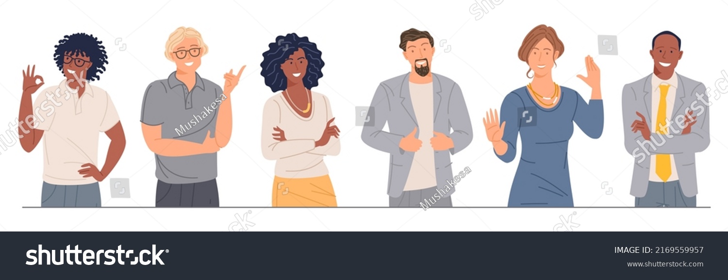 Young Man Woman Characters Poses Emotions Stock Vector (Royalty Free ...