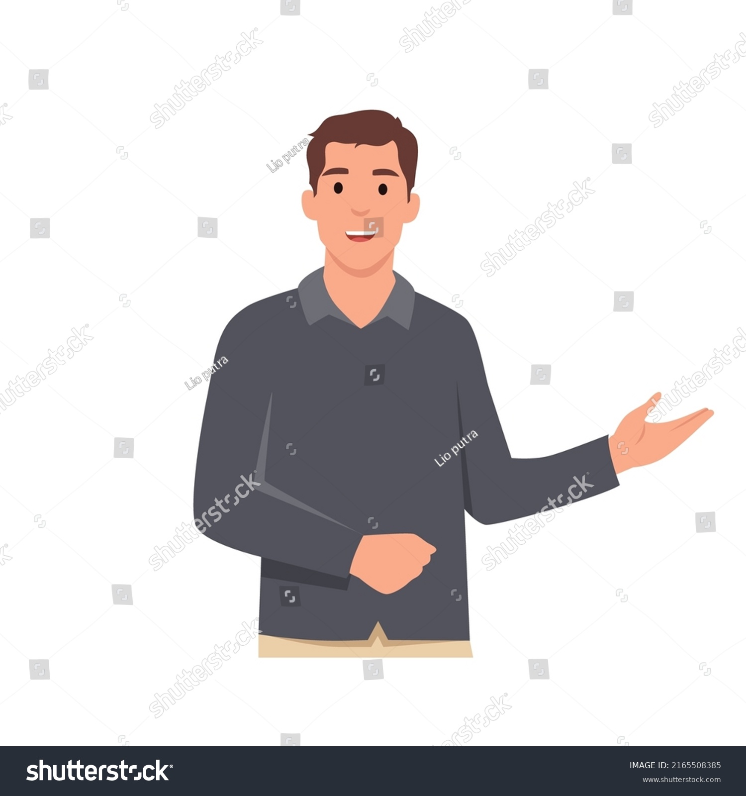 Young Man Cartoon Character Doing Presentation Stock Vector (Royalty ...