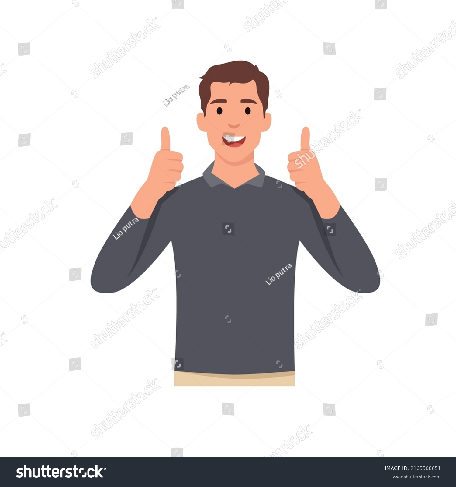 Young Man Cartoon Character Shows Gesture Stock Vector (Royalty Free ...