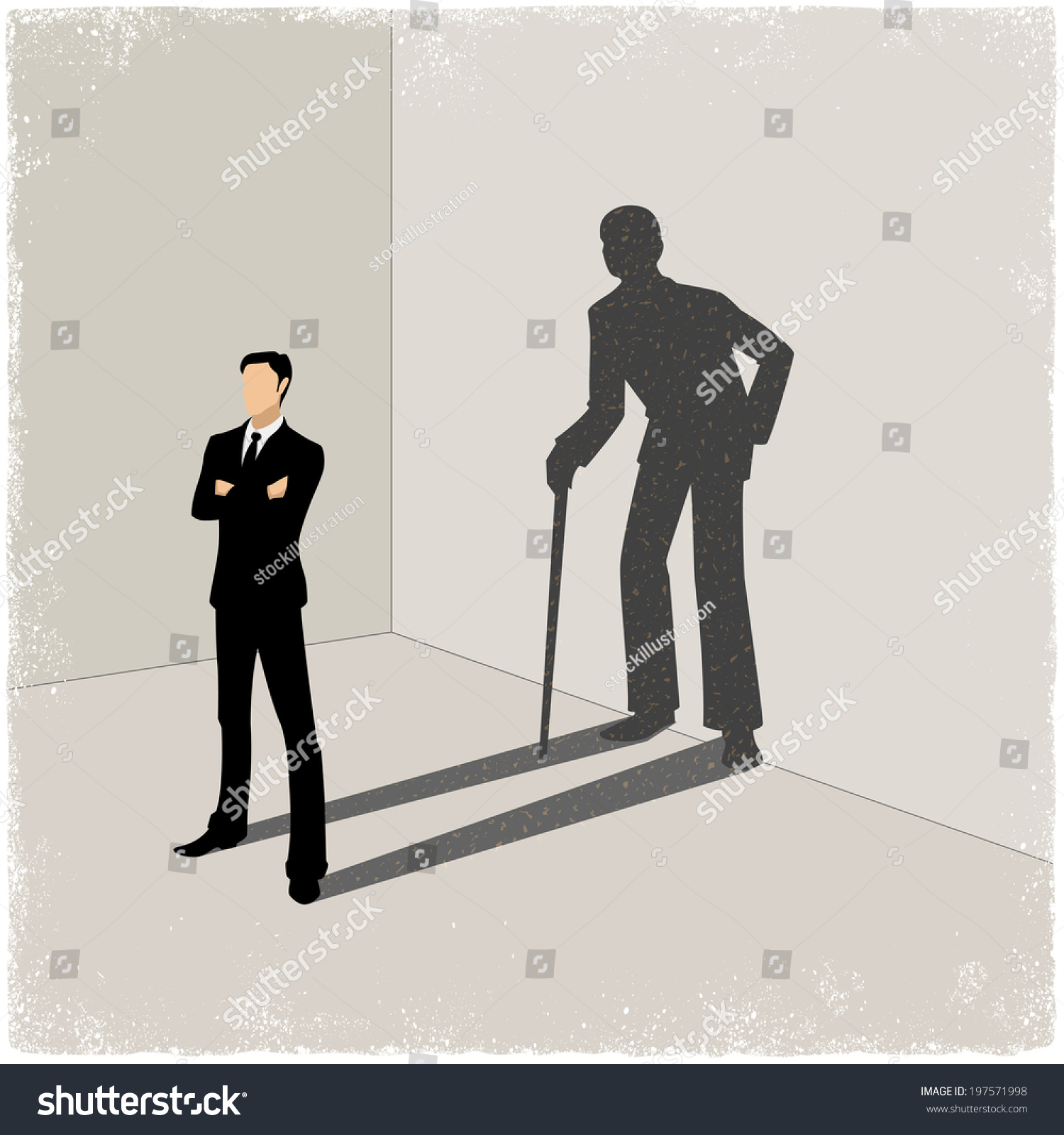 Young Man Casting Shadow Old Man Stock Vector (Royalty Free) 197571998
