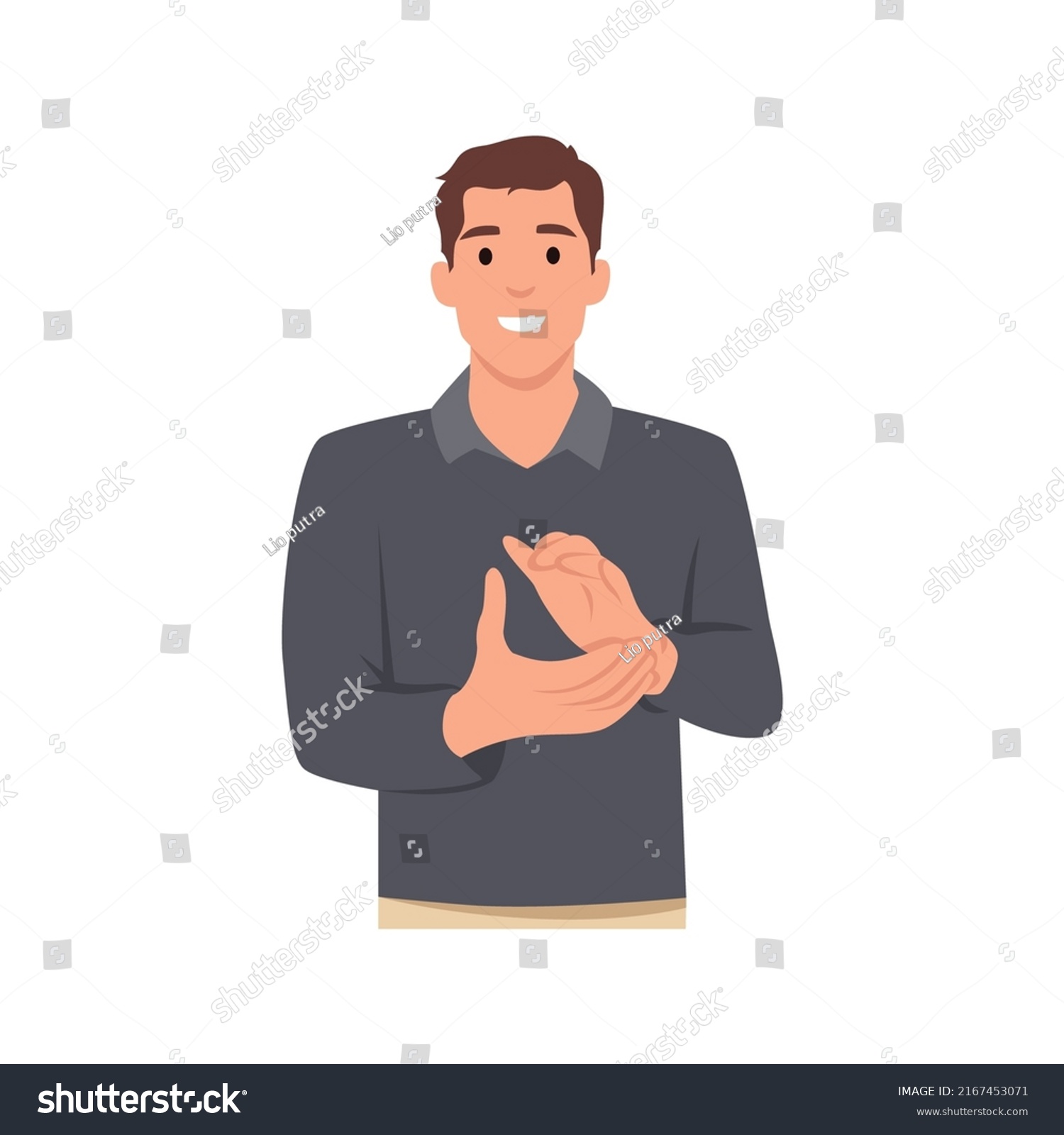 Young Man Clapping Applauding Happy Joyful Stock Vector (Royalty Free ...