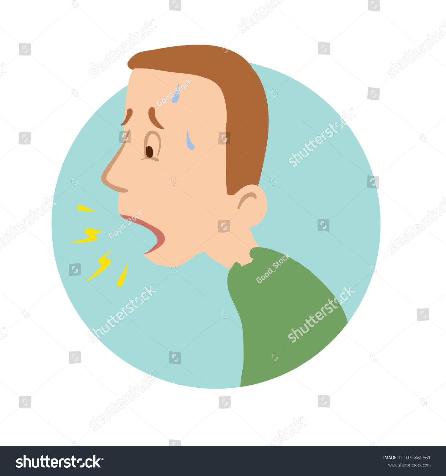 Young Man Coughing Shortness Breath Sickness Stock Vector (Royalty Free ...