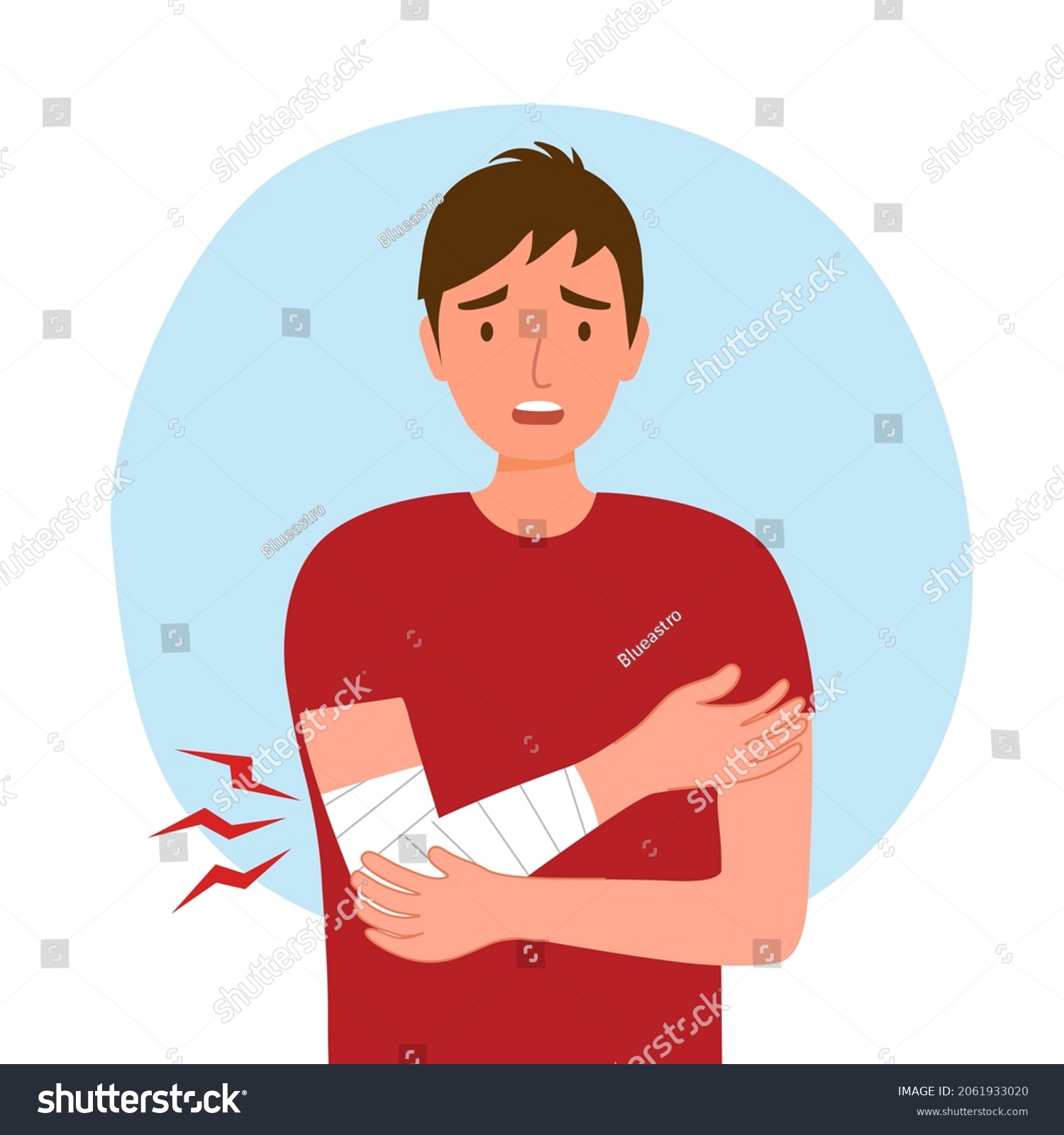 Young Man Having Arm Pain Flat Stock Vector (Royalty Free) 2061933020 ...