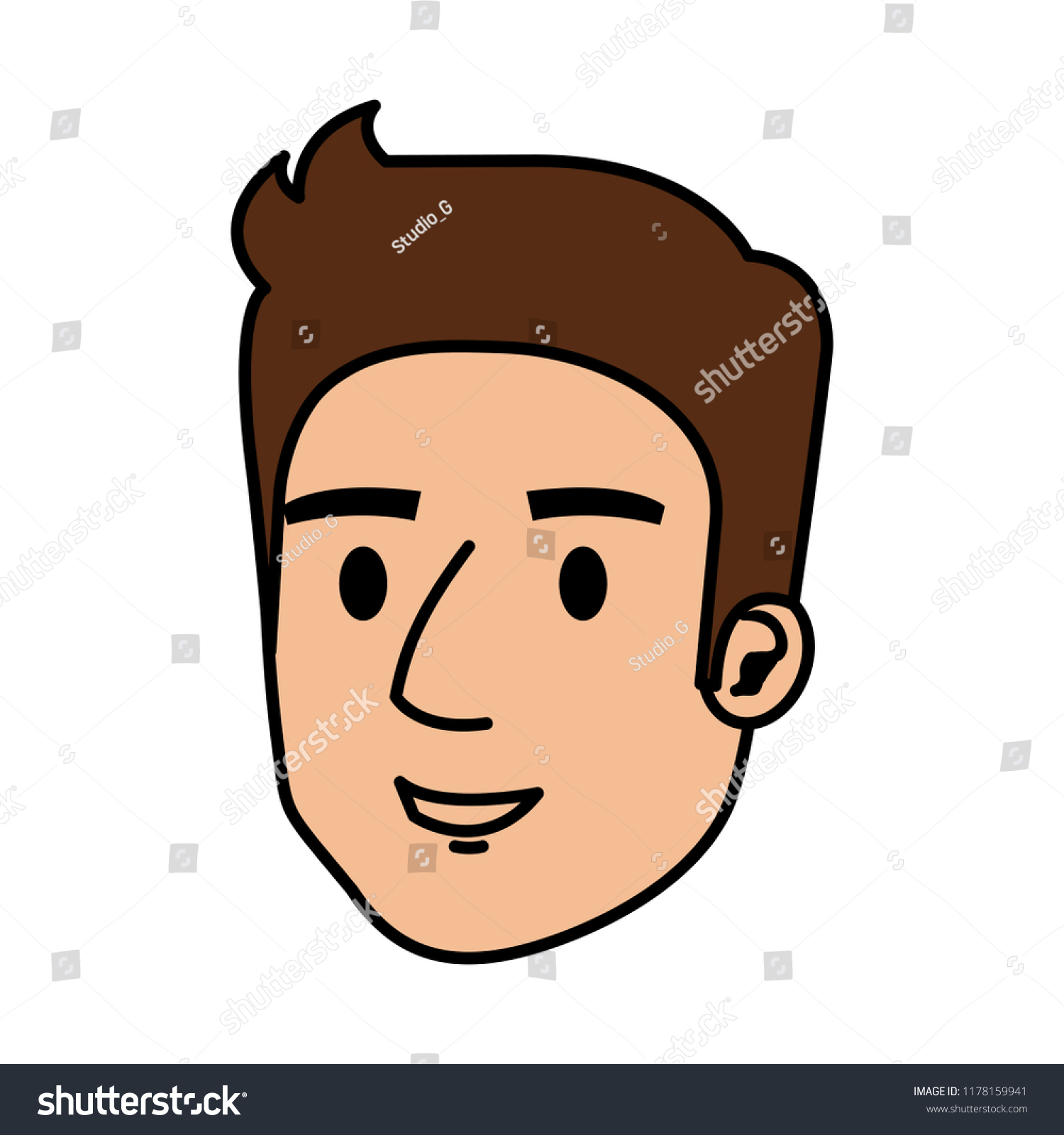 Young Man Head Character Stock Vector (Royalty Free) 1178159941 ...