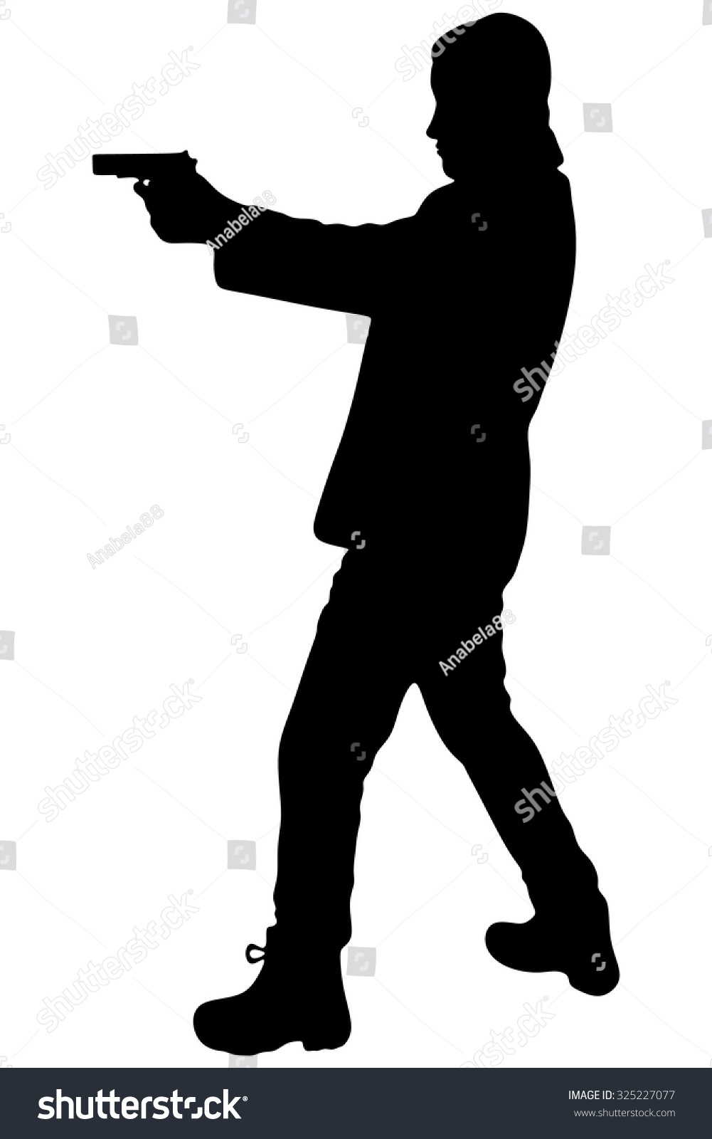 Young Man Leather Jacket Holding Gun Stock Vector 325227077 - Shutterstock