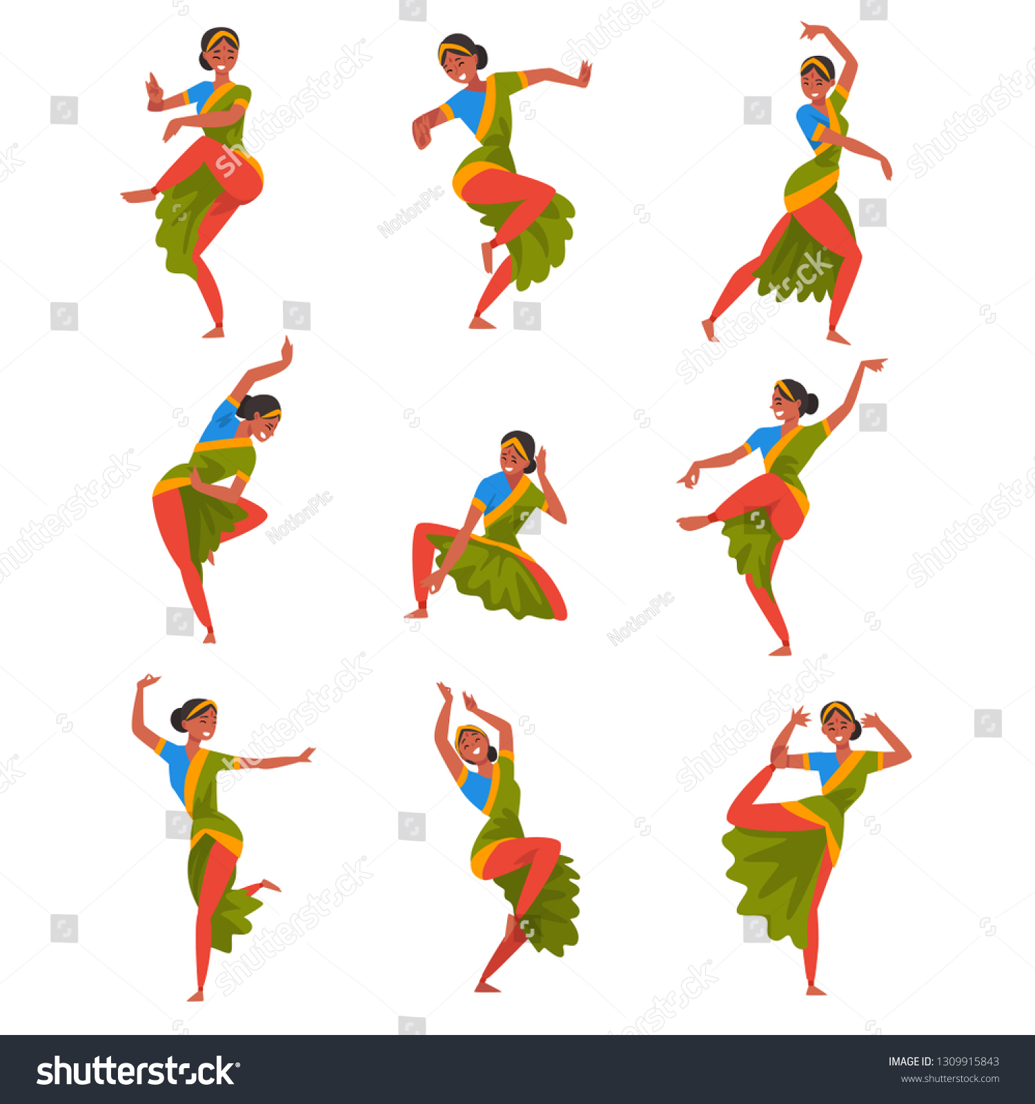 Young Man Performing Folk Dance Set Stock Vector (Royalty Free ...