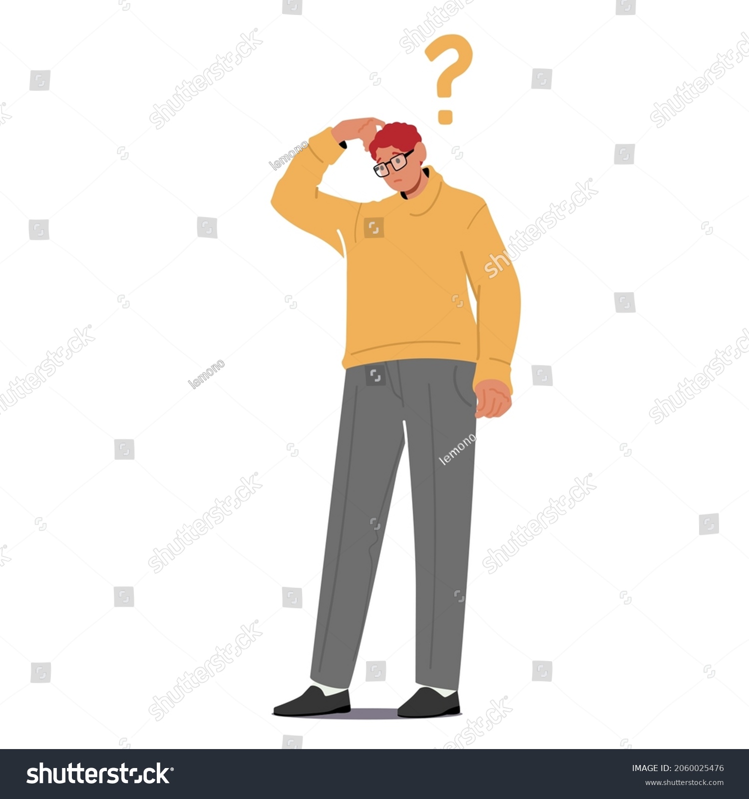 Young Man Scratching Head Question Mark Stock Vector (Royalty Free ...