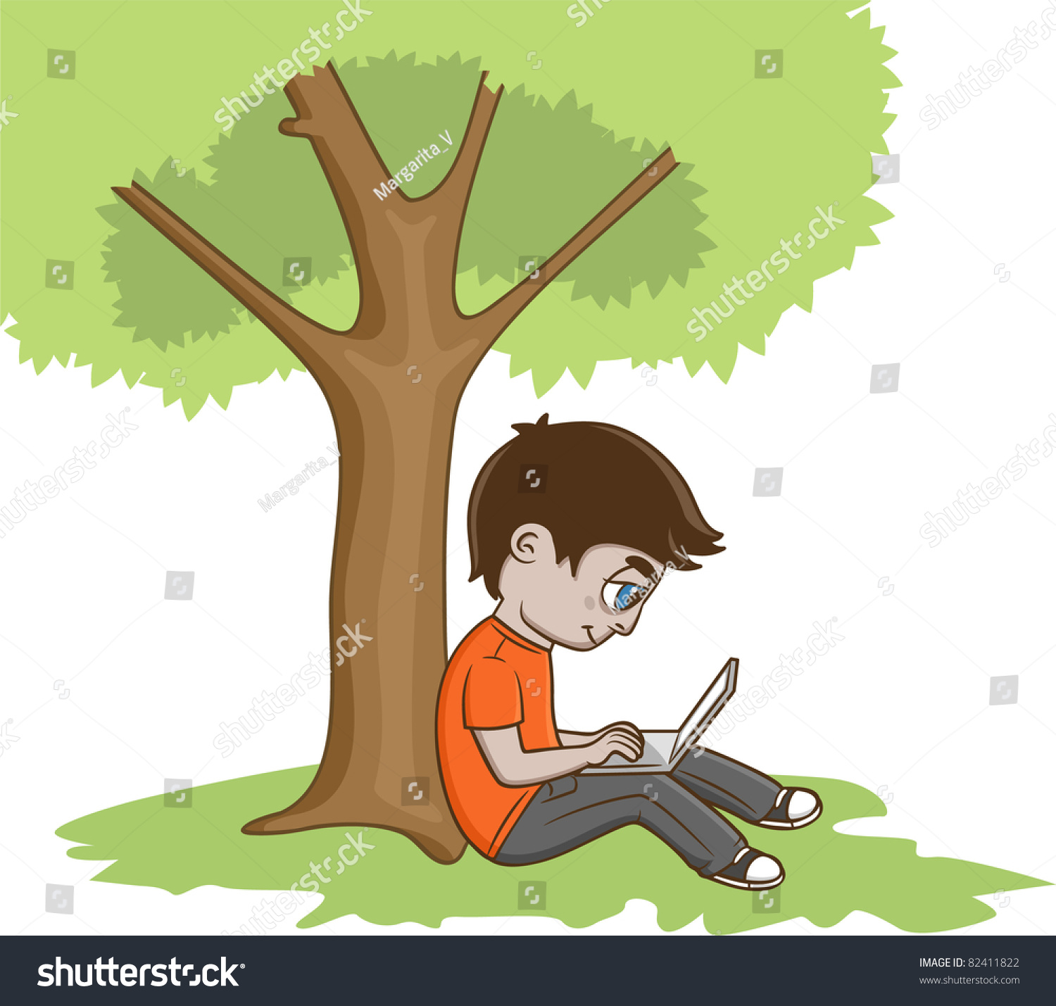 Man Sitting Under Tree Drawing