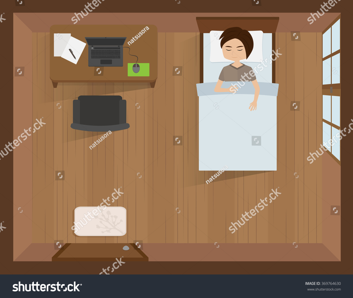 Young Man Sleeping Bed Laptop On Stock Vector Royalty Free