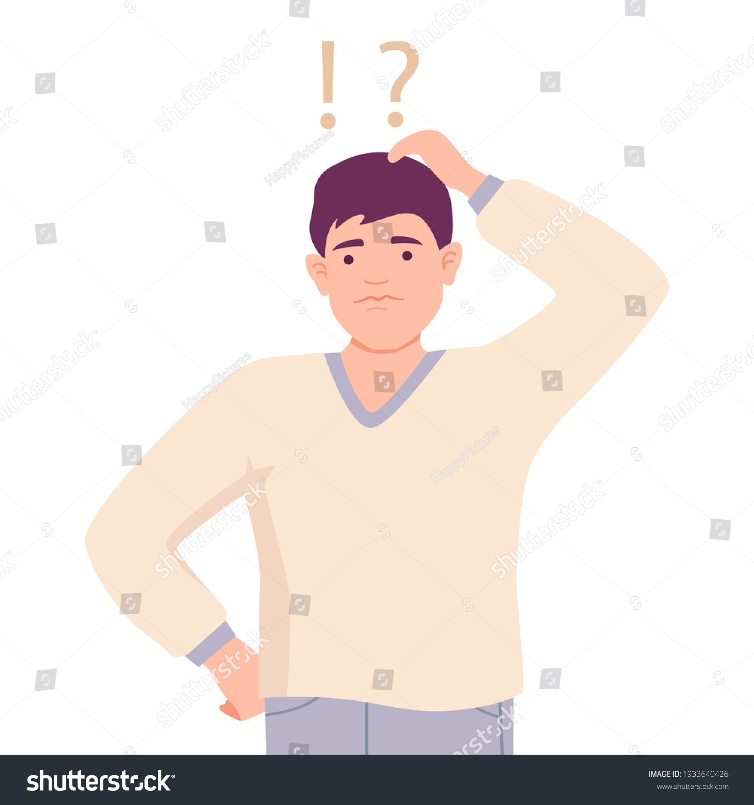 Young Man Standing Scratching His Head Stock Vector (Royalty Free ...