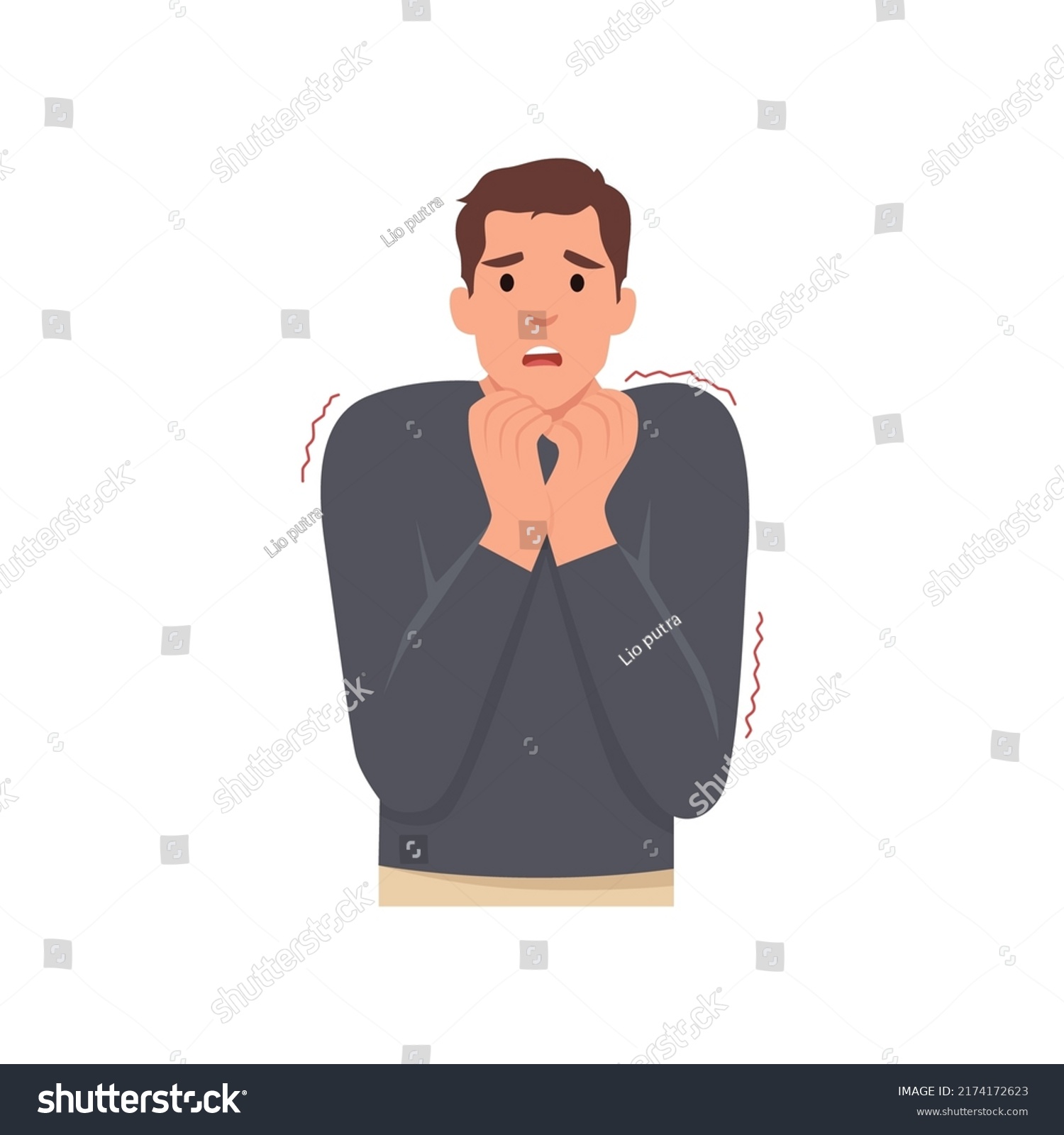 Young Man Standing Biting Nails Feeling Stock Vector (Royalty Free ...