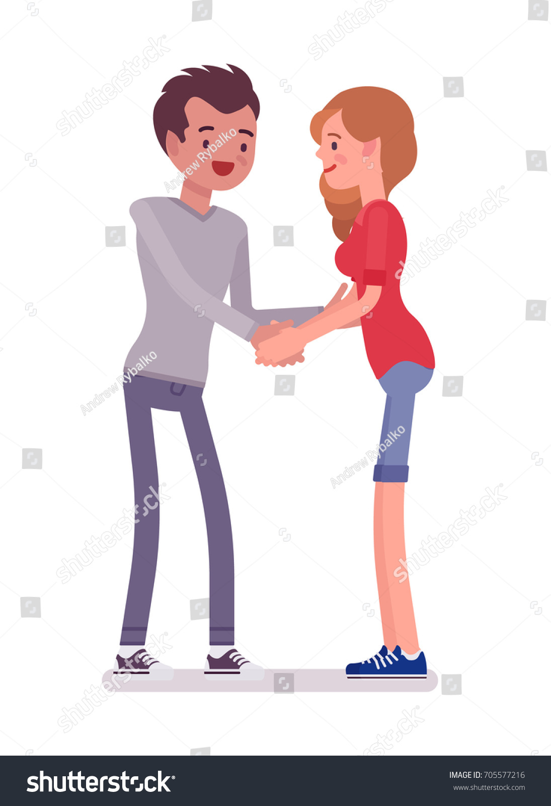 Young Man Woman Handshaking Both Hands Stock Vector Royalty Free Young Man Woman Handshaking Both Hands Stock Vector Royalty Free