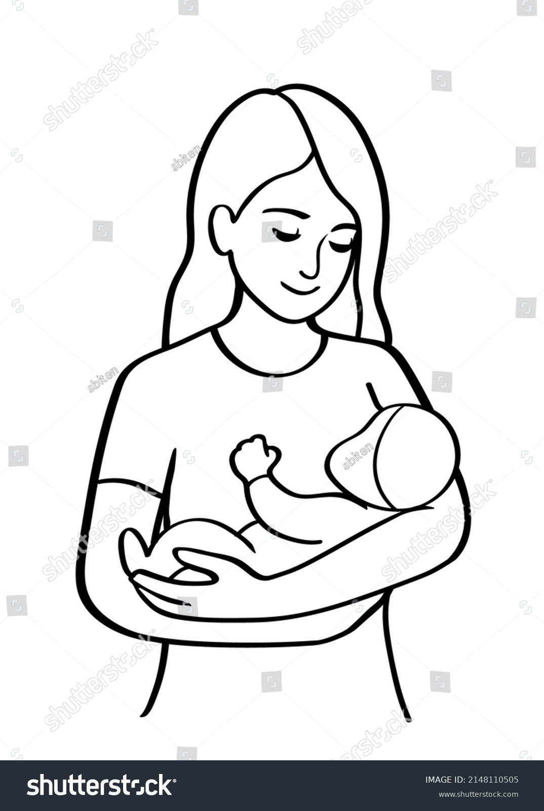 Young Mother Looks Her Child Tenderness Stock Vector (Royalty Free ...