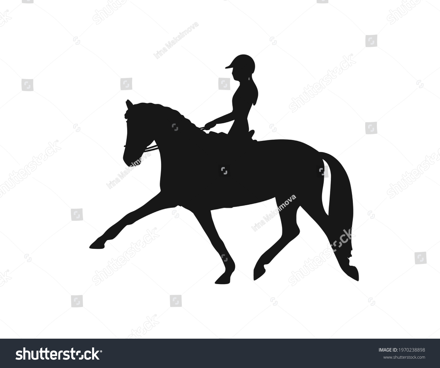 Young Pretty Girl Riding Horse Vector Stock Vector (royalty Free 