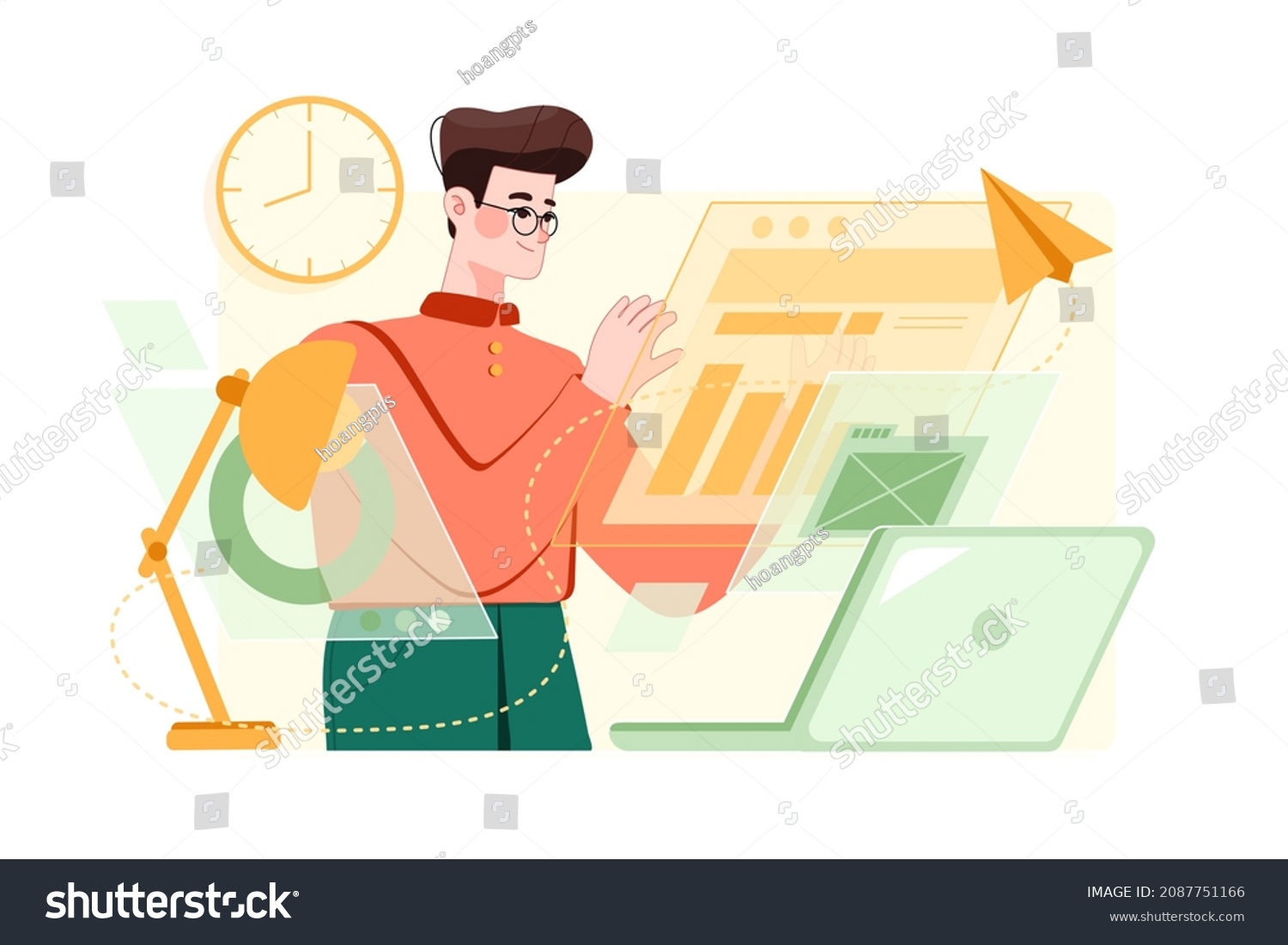 Young Programmer Concentrated Working Project Illustration Stock Vector ...