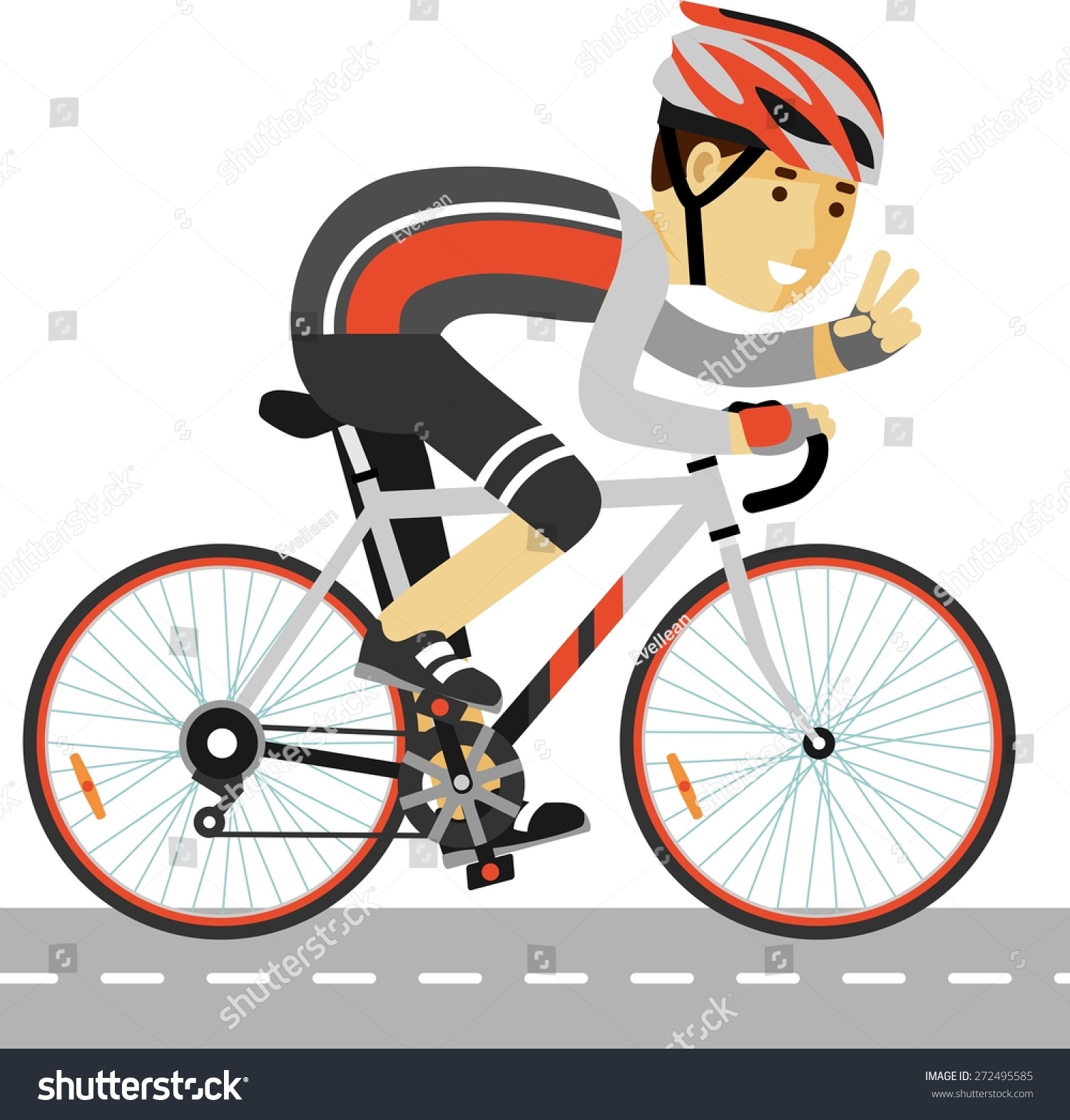 Young Racing Bicyclist Man Bike Isolated Stock Vector 272495585 ...