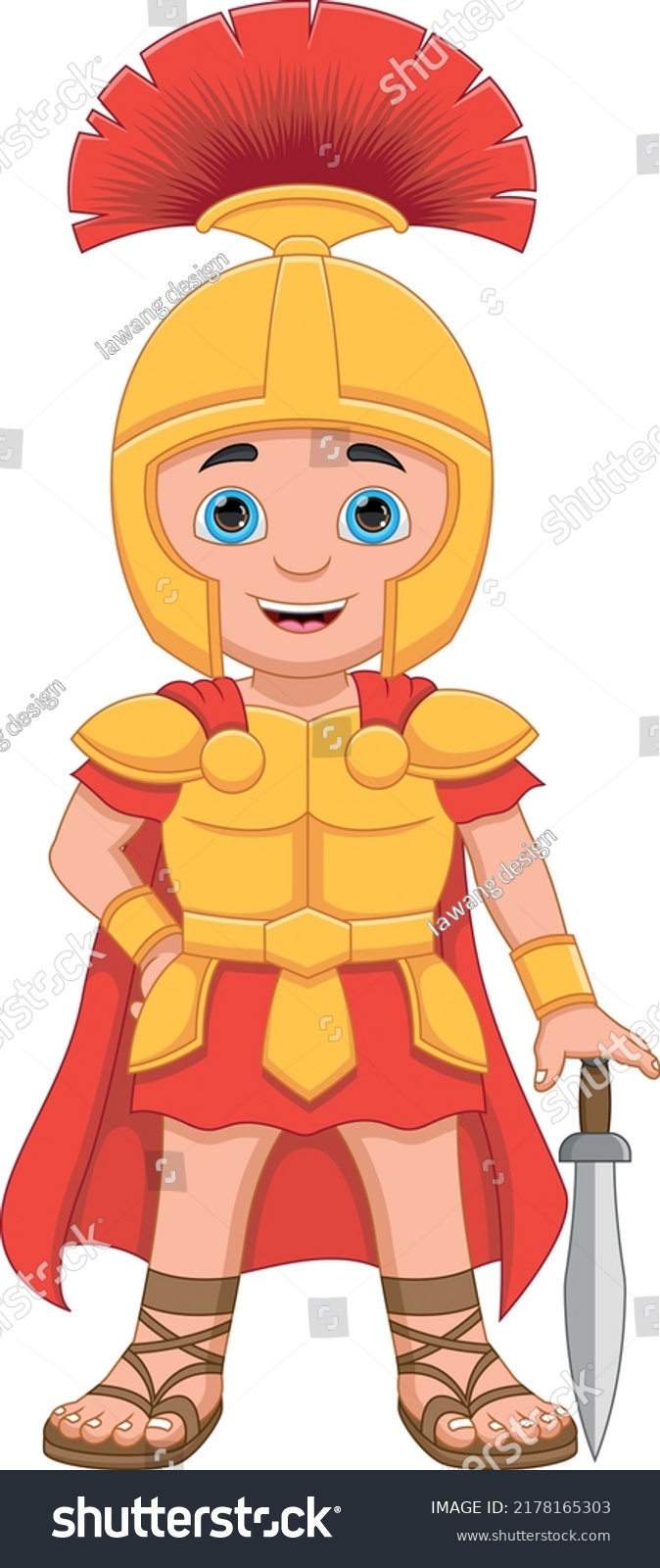 Young Roman Soldier Cartoon On White Stock Vector (royalty Free 