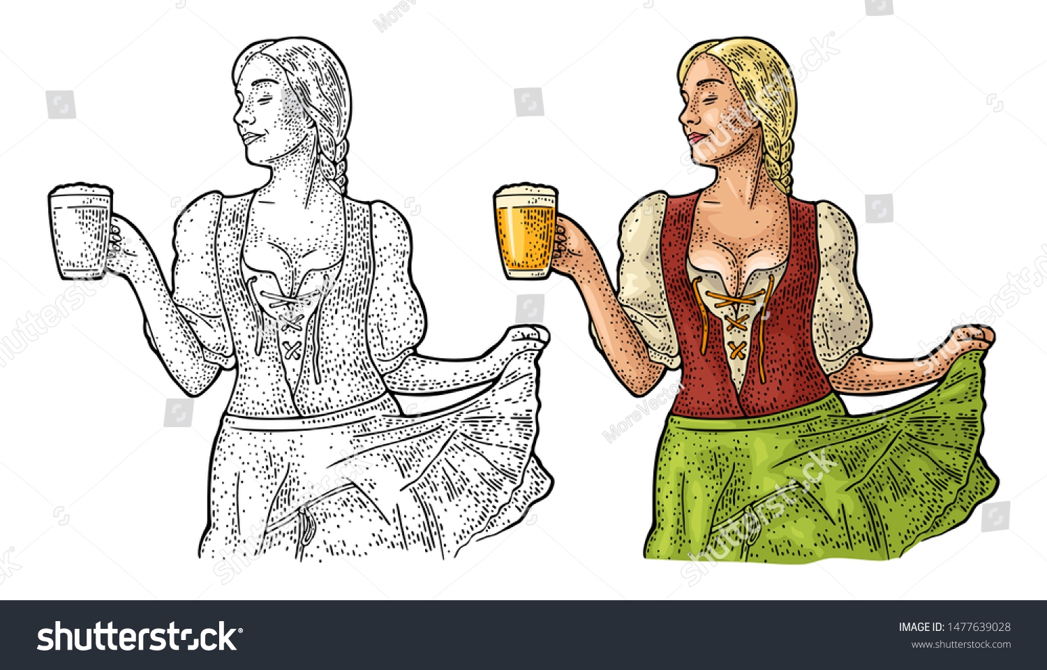 Young Sexy Woman Wearing Traditional Bavarian Stock Vector (Royalty ...