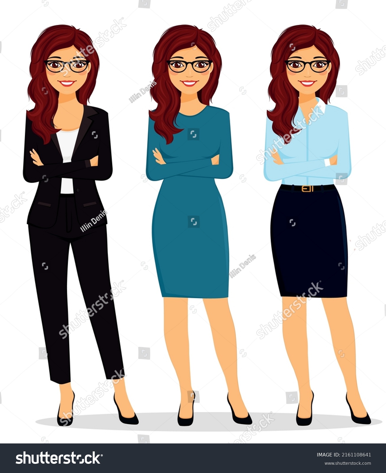 Young Smiling Brunette Woman Business Suit Stock Vector (Royalty Free ...