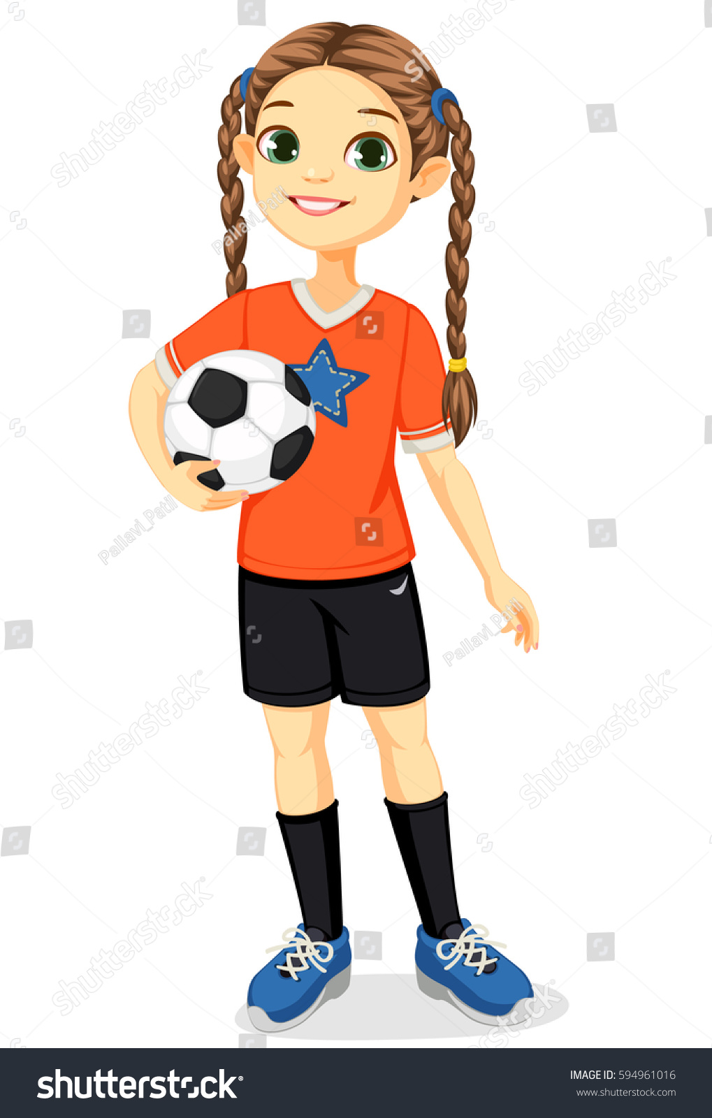 サッカー選手の若い女の子のイラスト のベクター画像素材 ロイヤリティフリー