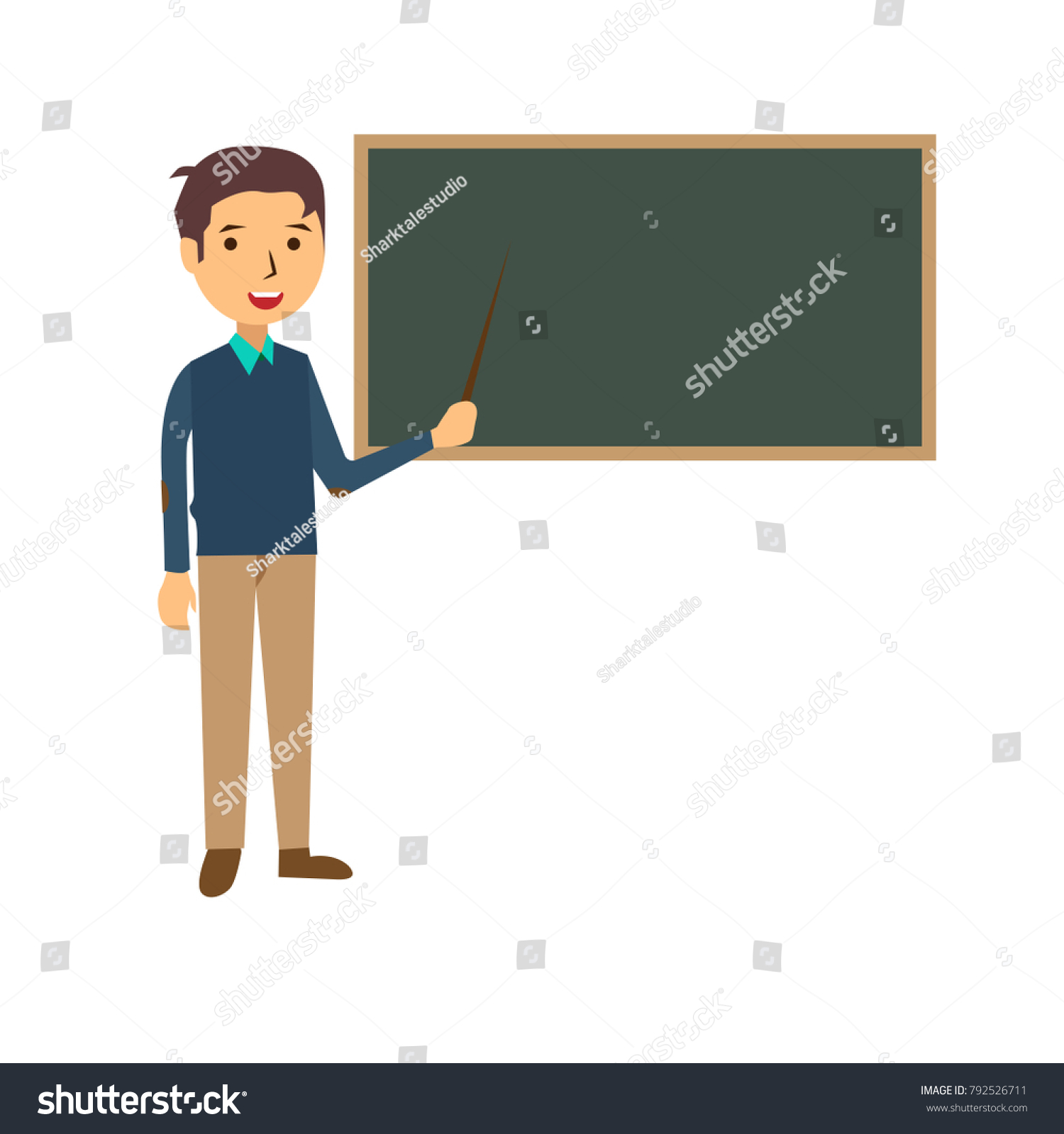 Young Teacher Pointer Male Teacher Teaching Stock Vector (Royalty Free ...