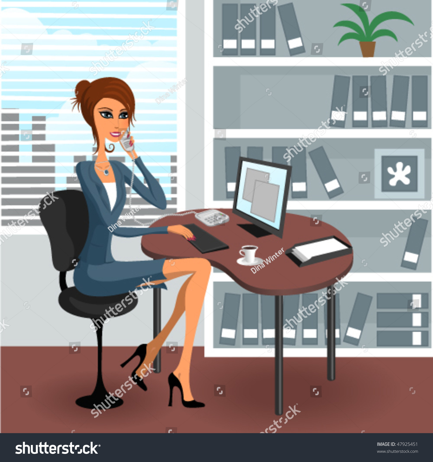 Young Woman Office Stock Vector (Royalty Free) 47925451 | Shutterstock