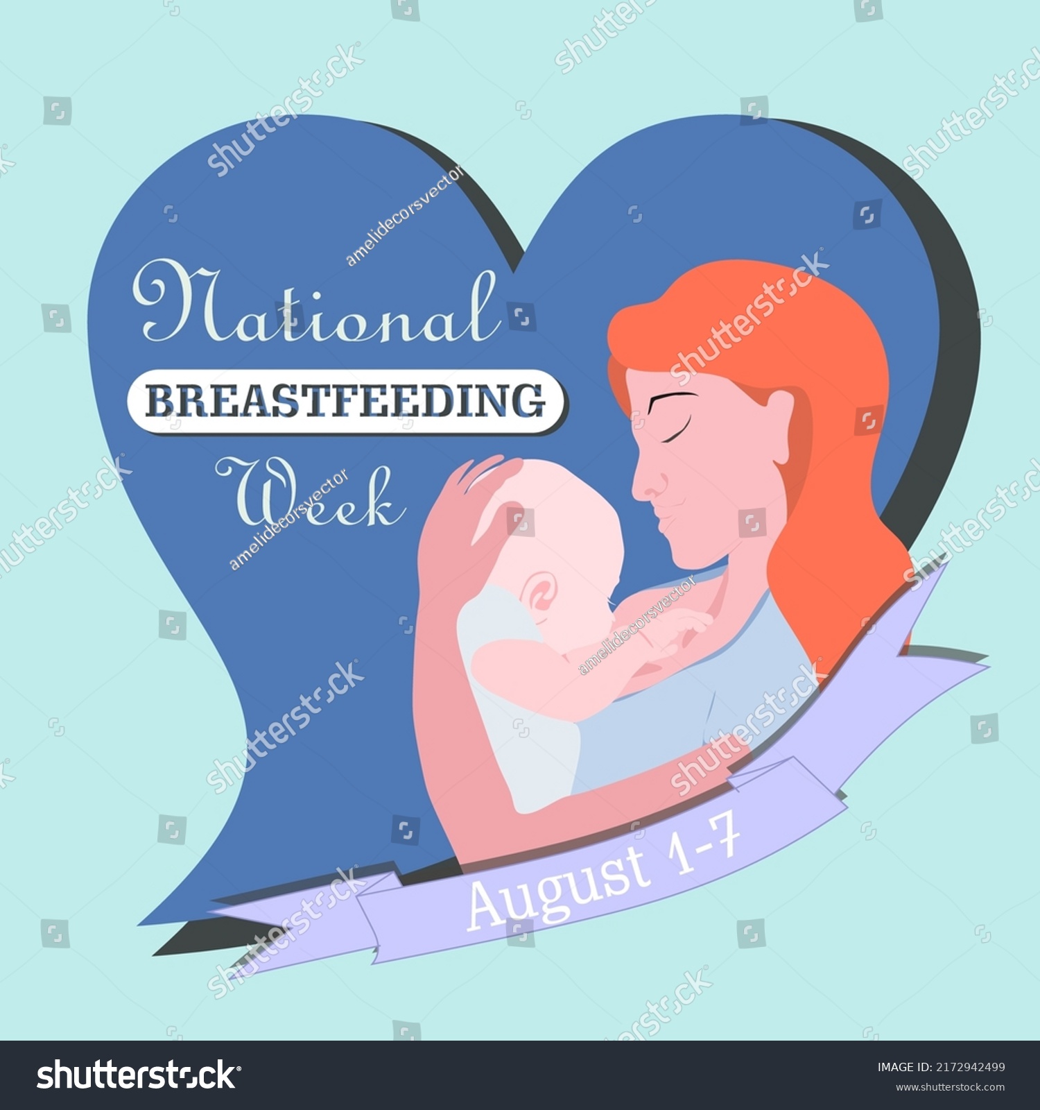 Young Woman Breastfeeding Her Newborn Baby Stock Vector (Royalty Free ...