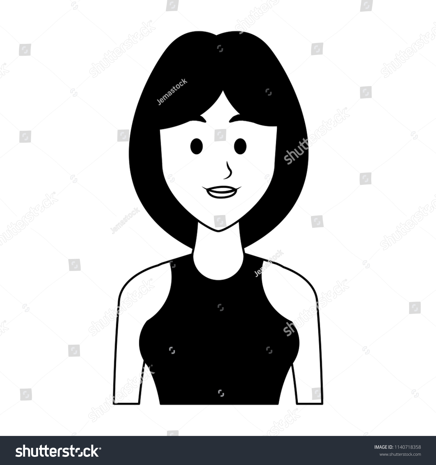 Young Woman Cartoon Black White Stock Vector (Royalty Free) 1140718358 ...