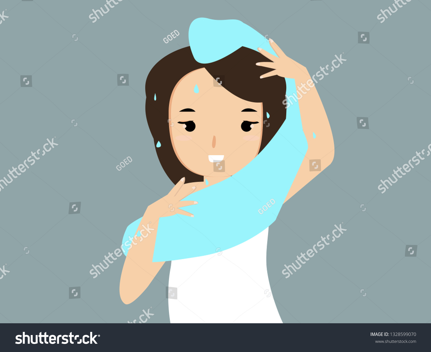 Young Woman Drinking Water Wiping Water Stock Vector (Royalty Free ...