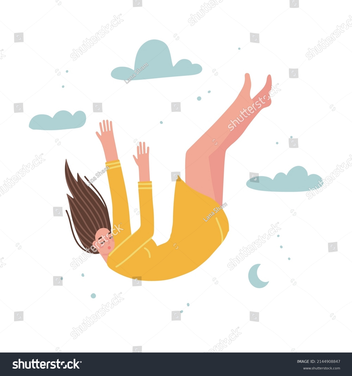 Young Woman Falling Sky Female Character Stock Vector (Royalty Free ...