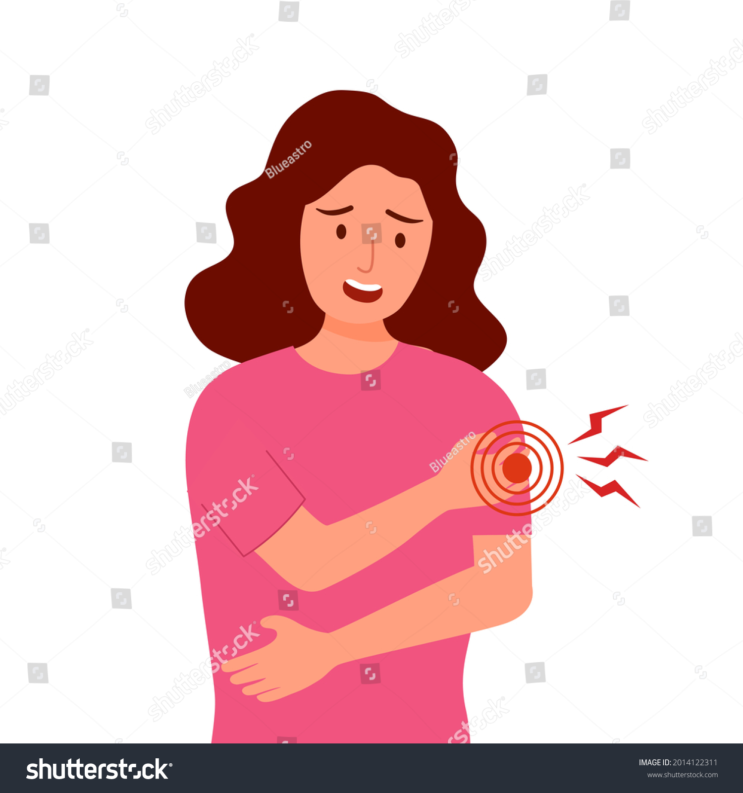 Young Woman Having Arm Pain Flat Stock Vector (Royalty Free) 2014122311 ...